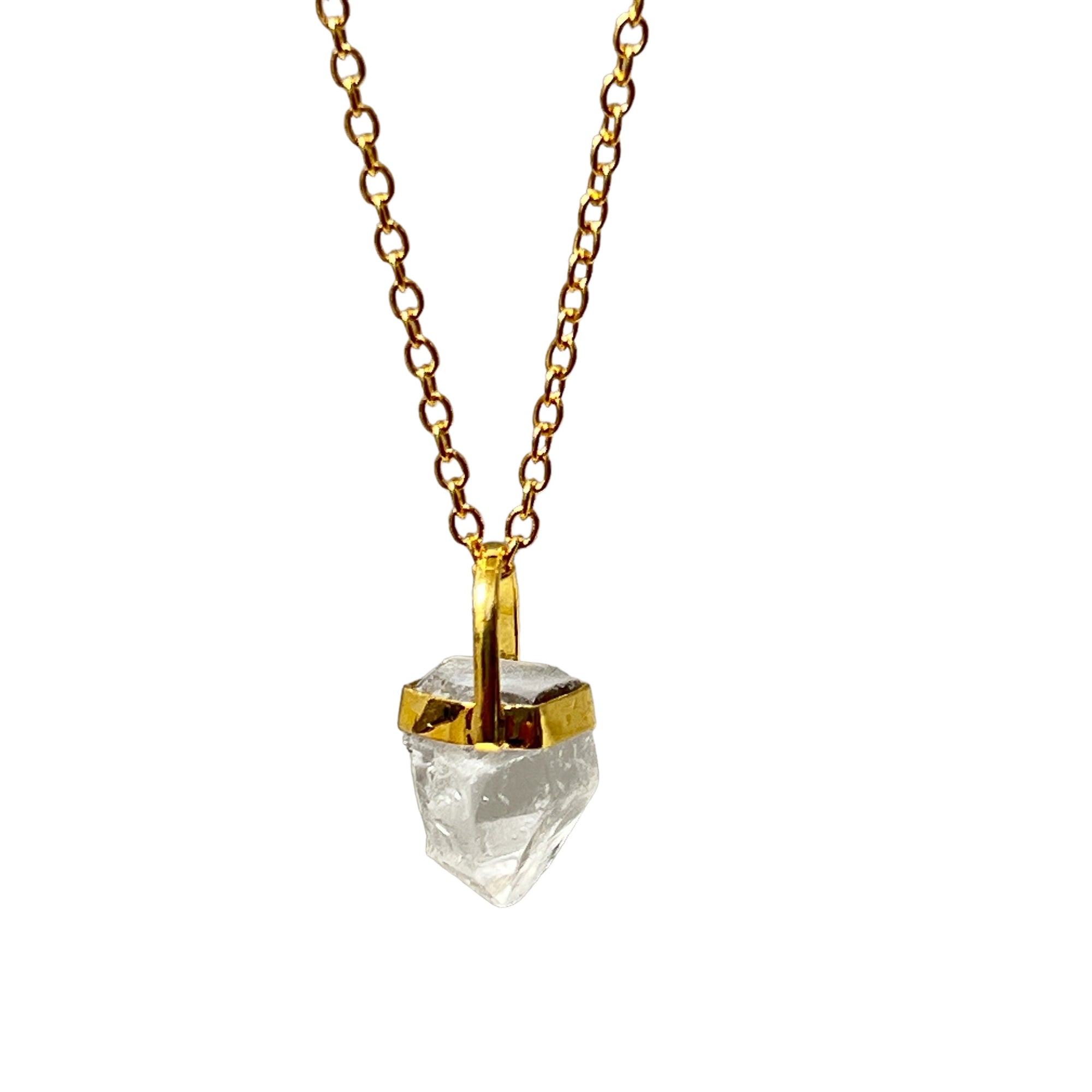 Raw Short Rock crystal on simple chain