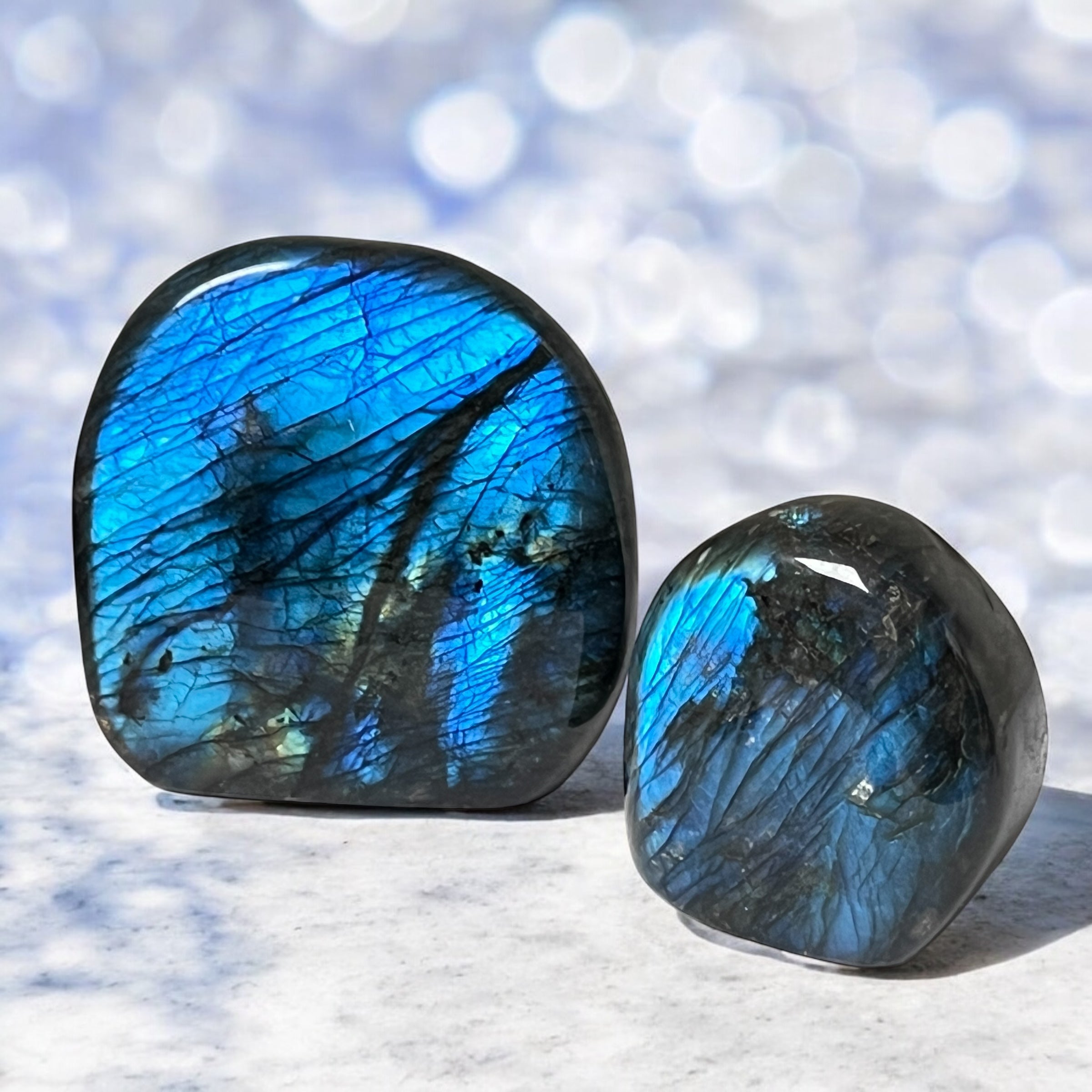 Labradorite Large and small stand alone Pebble from Madagascar