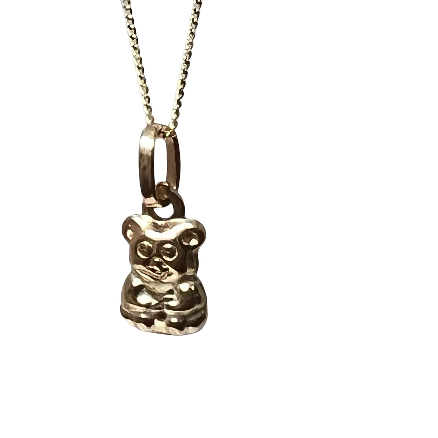 Tiny Contemplative Bear 9K gold British vintage charm