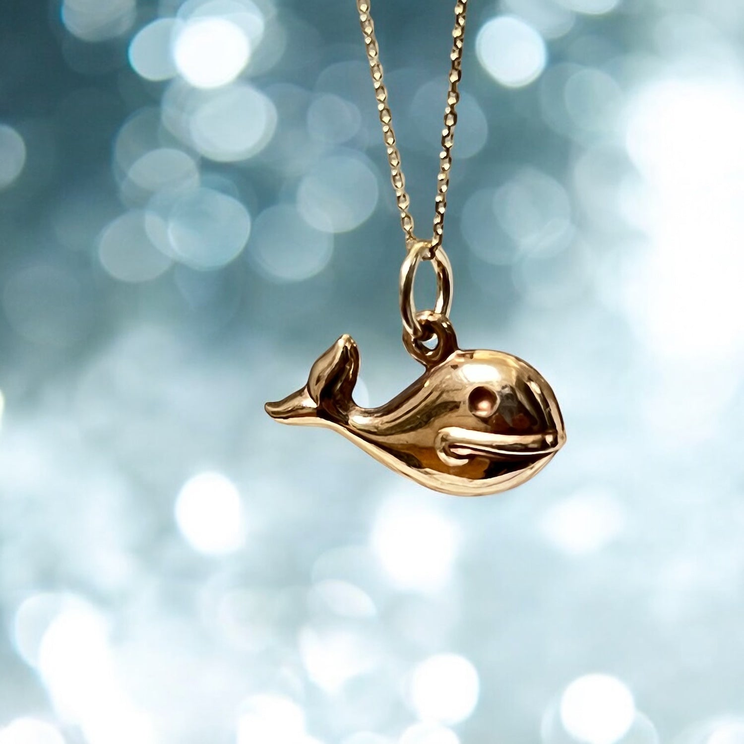 Whale charm 9 K gold vintage on 9K gold chain