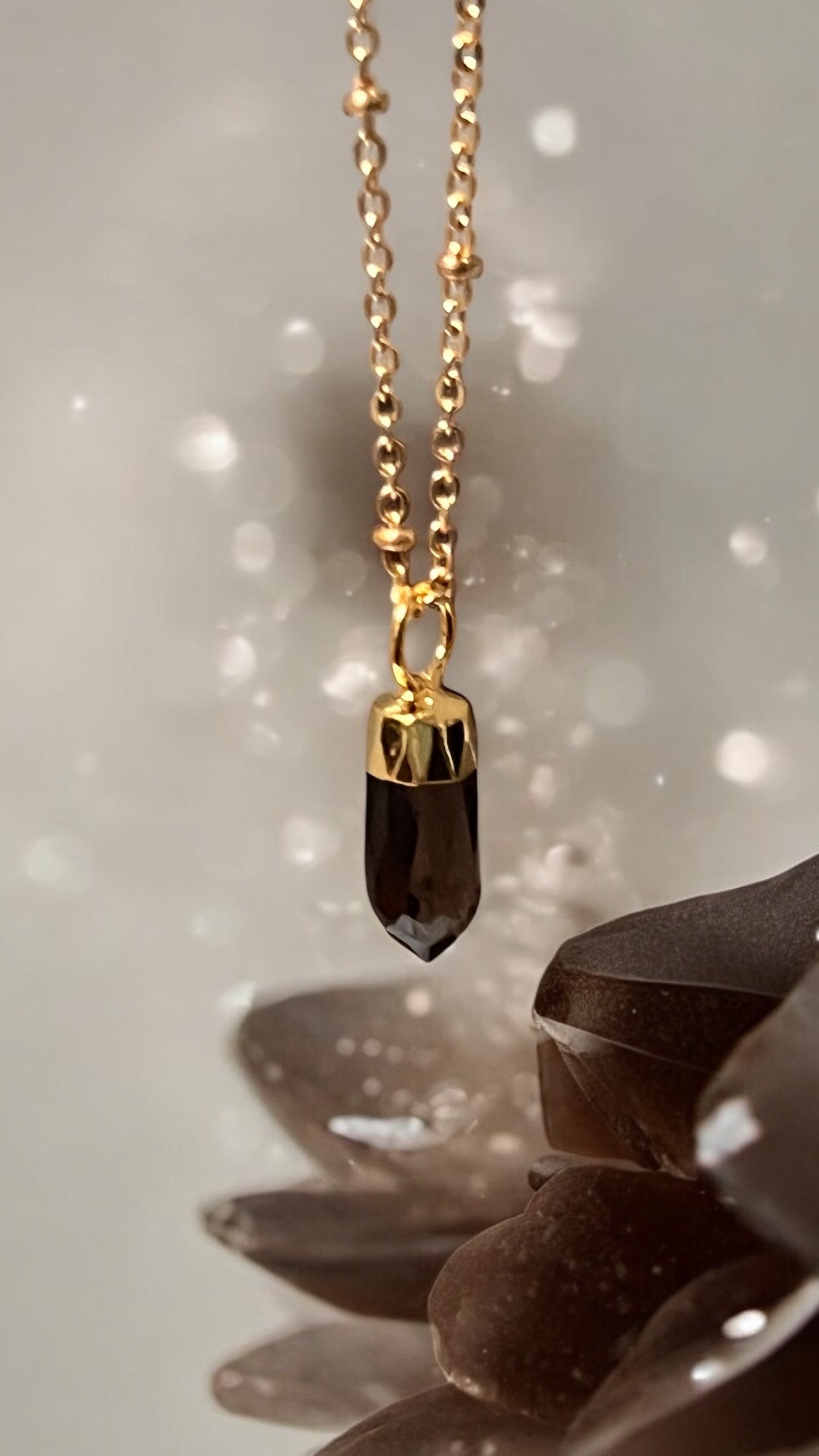 Mini Point Smokey Quartz Pendant