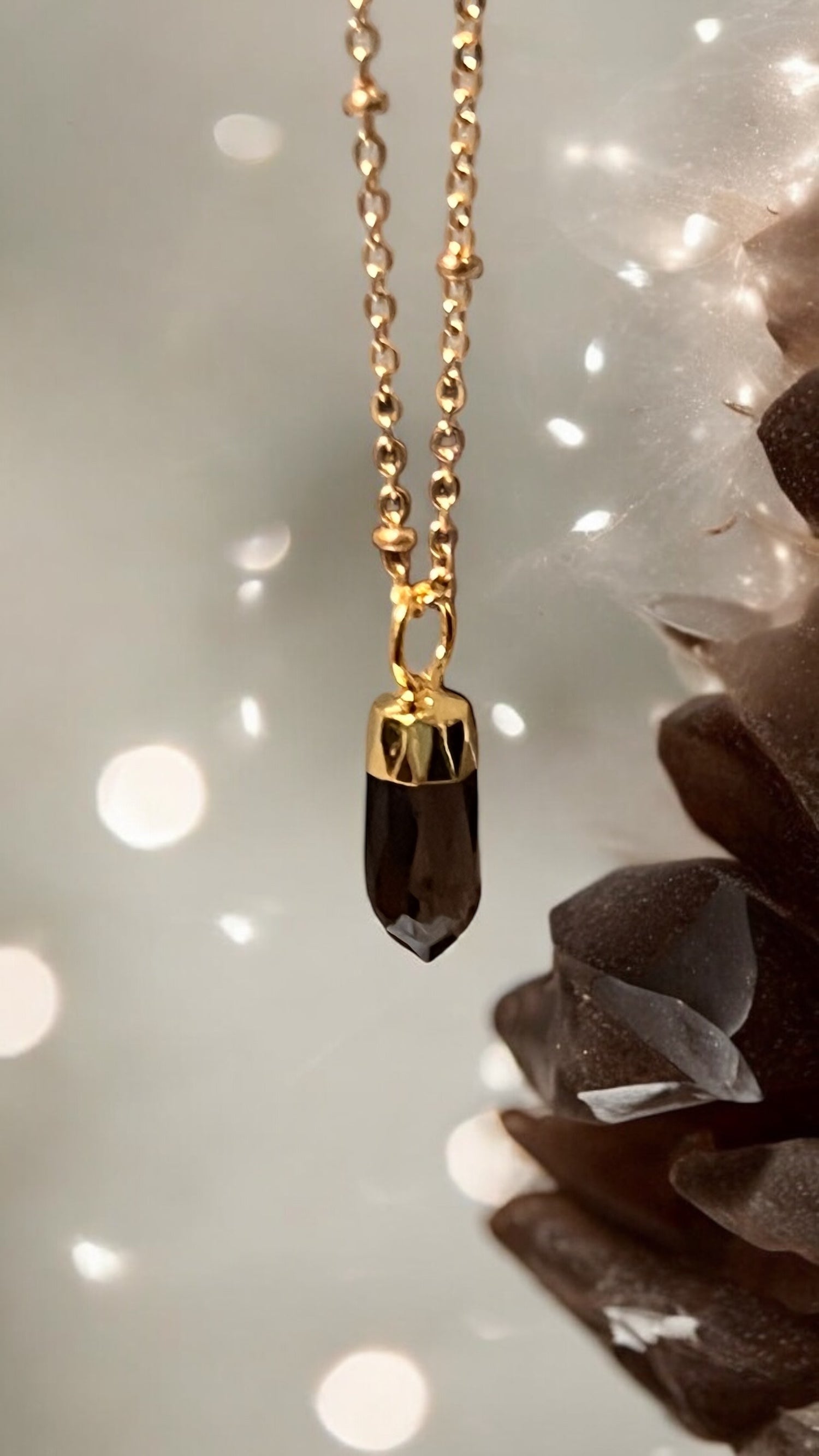 Mini Point Smokey Quartz Pendant