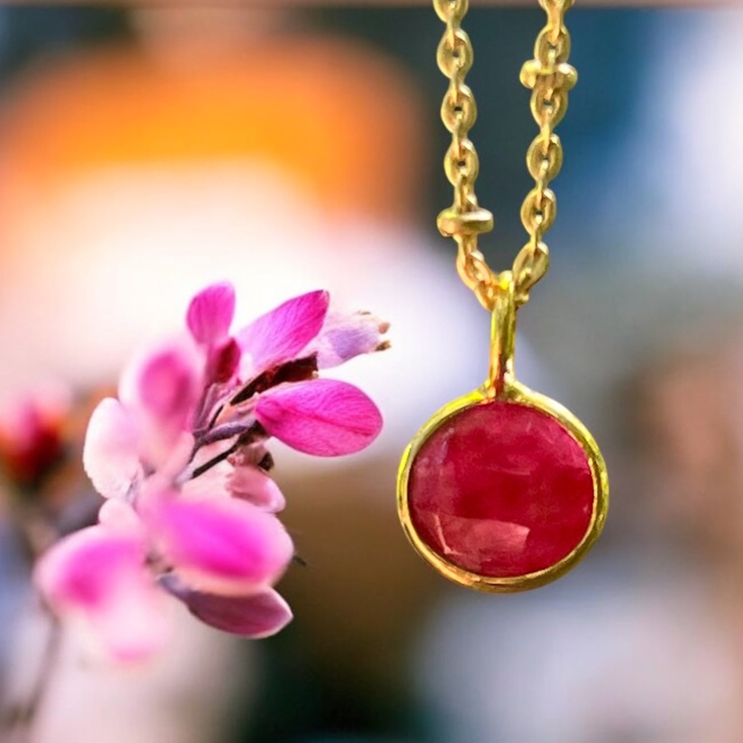Astro Ruby Pendant on rosary or chain