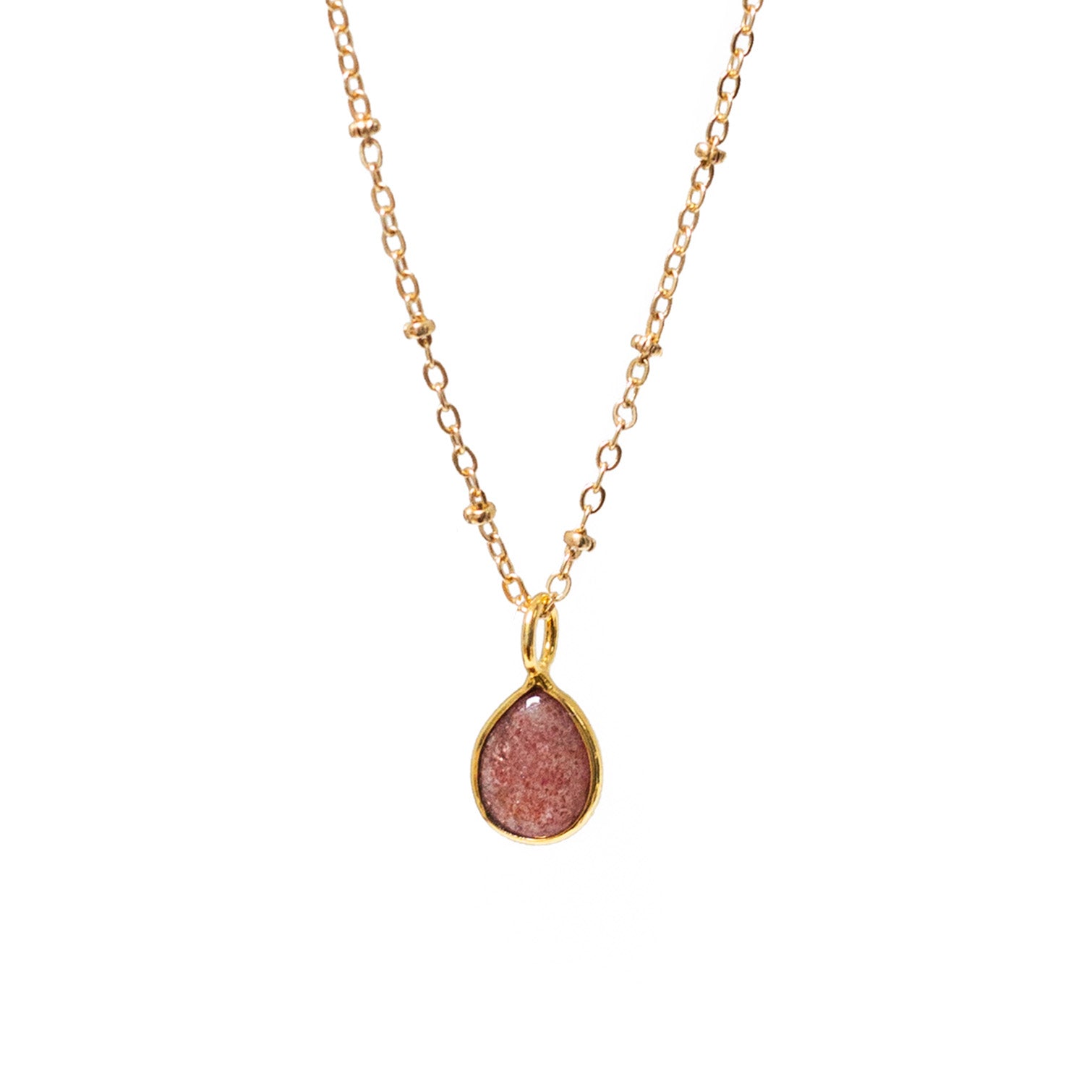 Julia strawberry quartz on short satellite chain