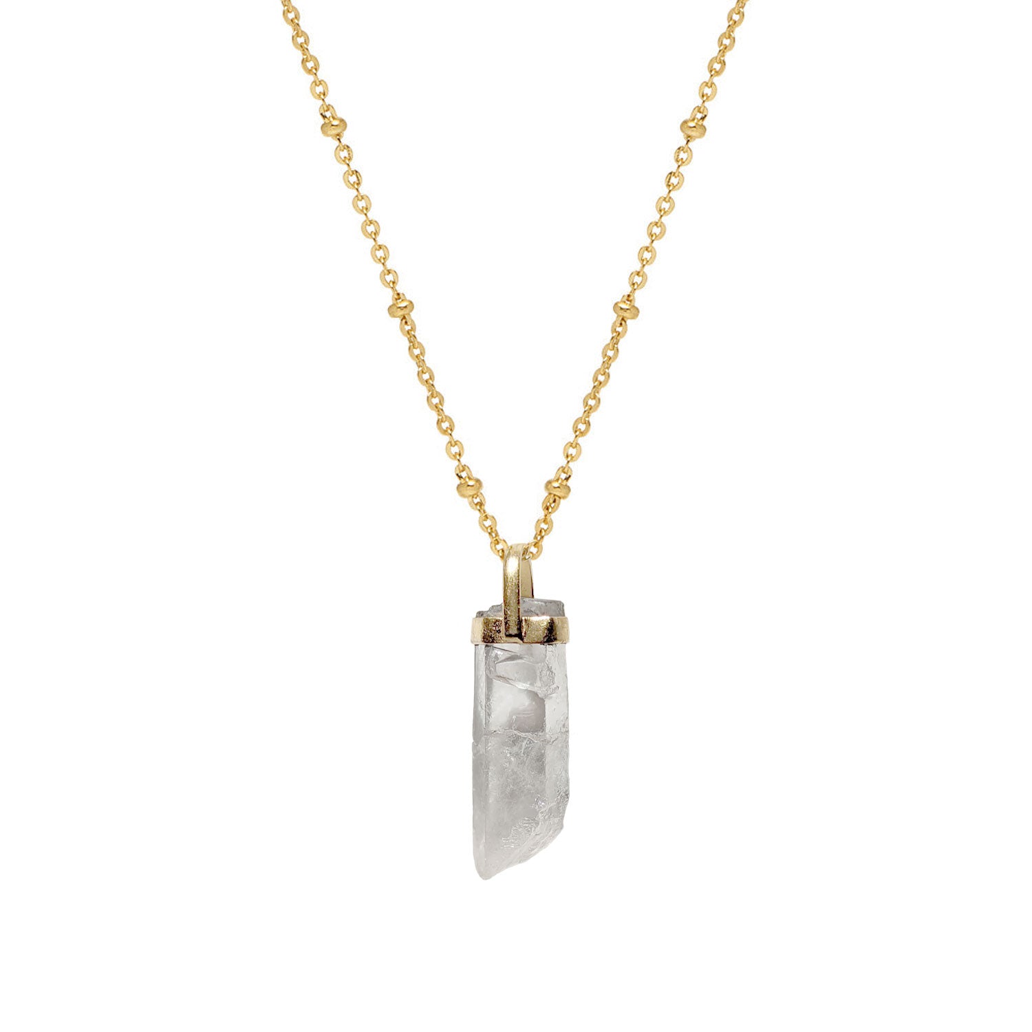 Raw Rock Crystal Point Pendant (sold individually or on a long satellite chain)