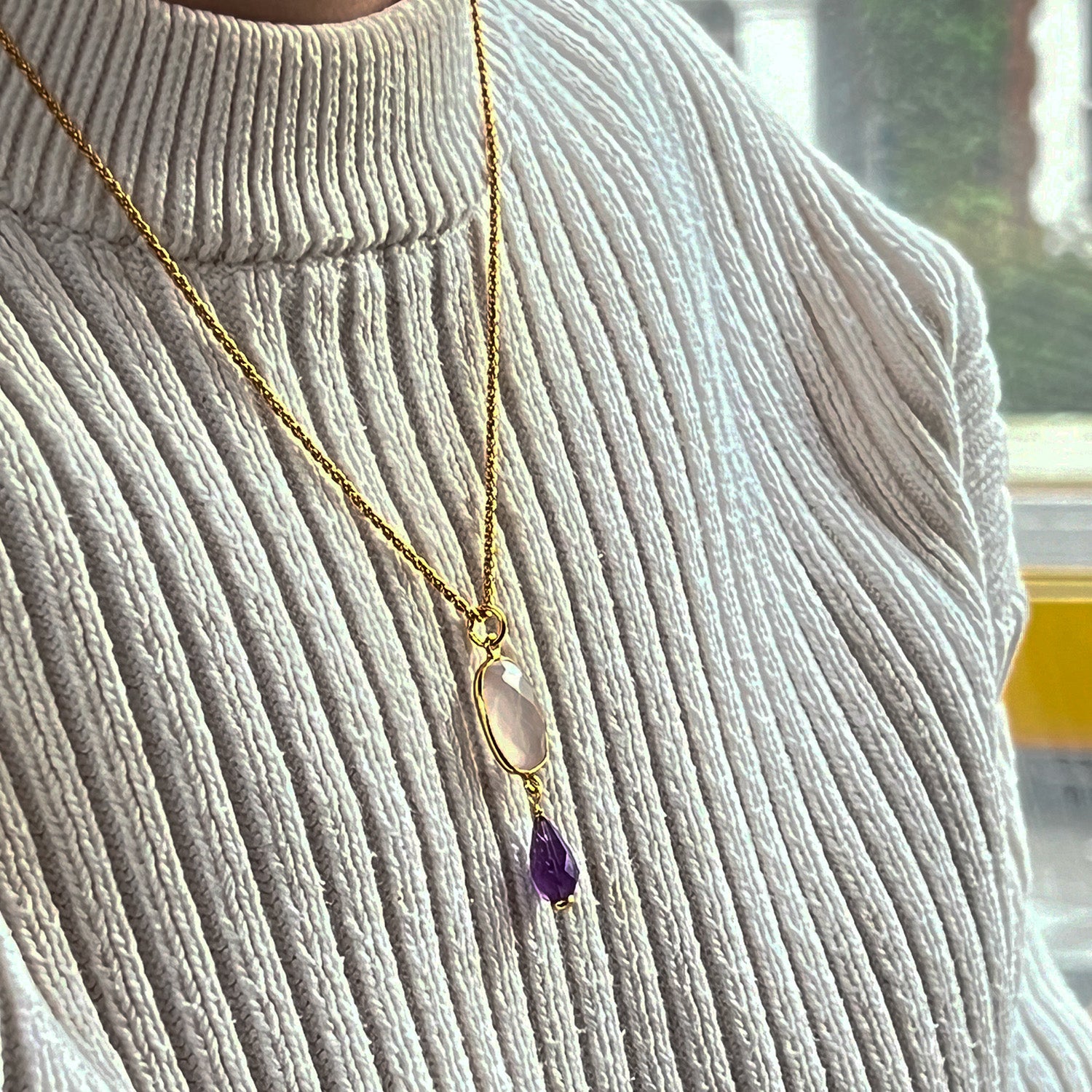 Rosa Pendant Rose Quartz & Amethyst