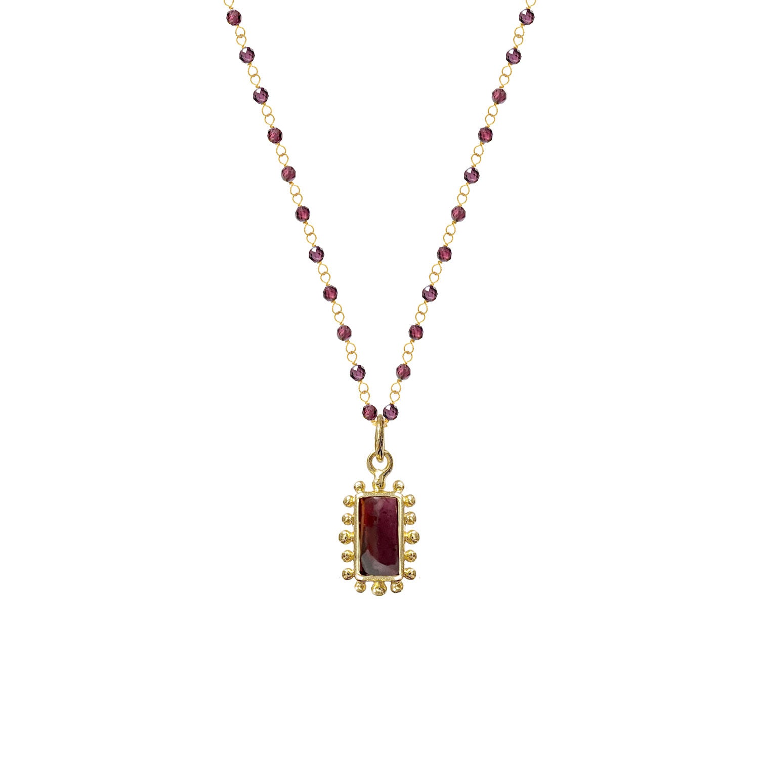 Sigrid Garnet Pendant on Short Garnet Rosary