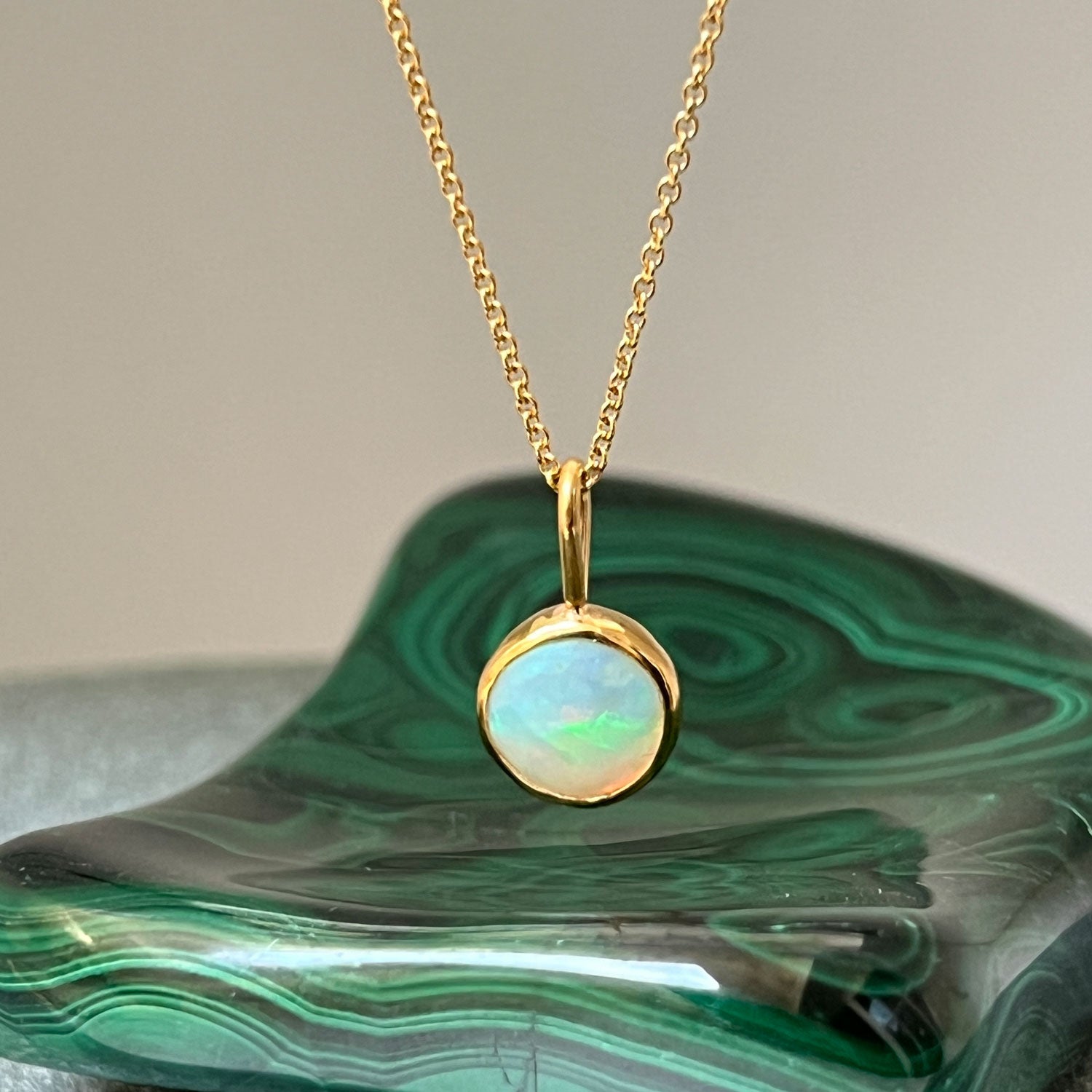 Unique Small Round Opal from Ethiopia on Gold Filled Chain