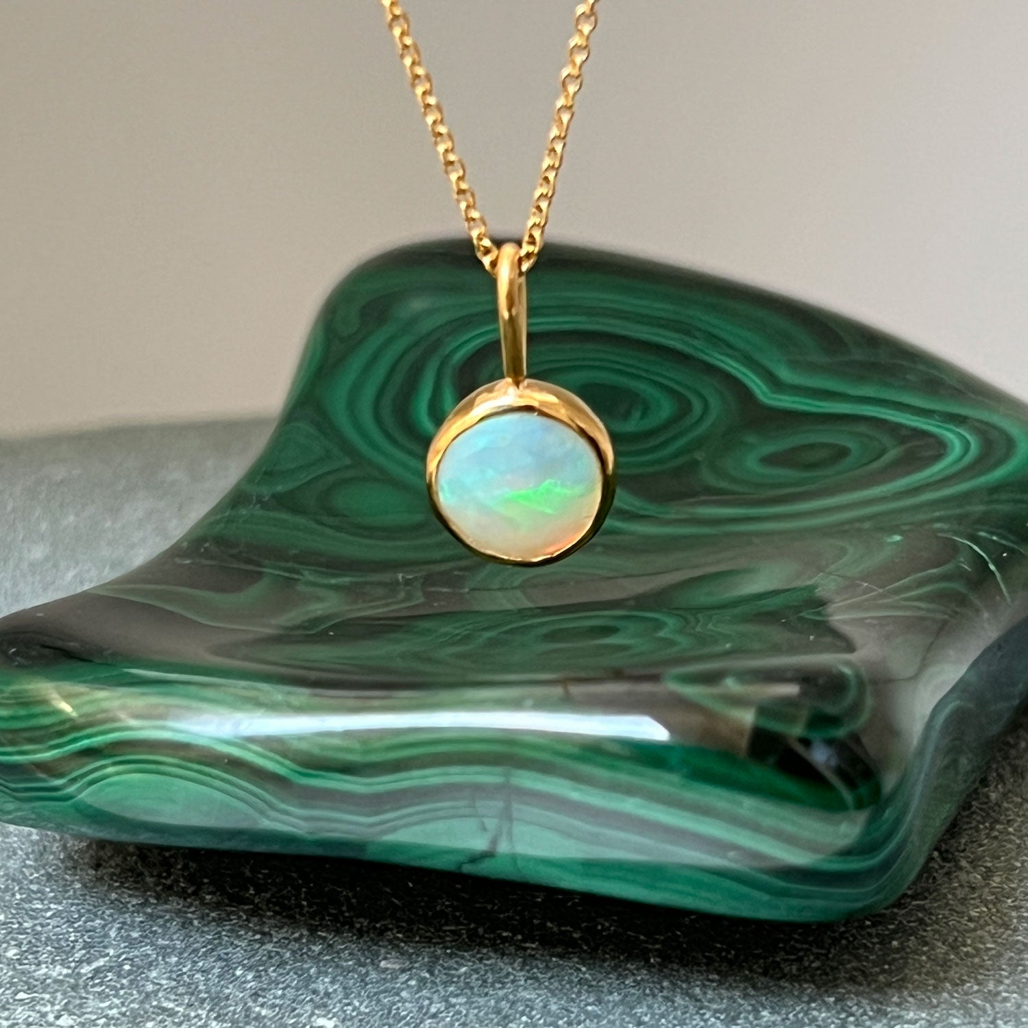 Unique Small Round Opal from Ethiopia on Gold Filled Chain