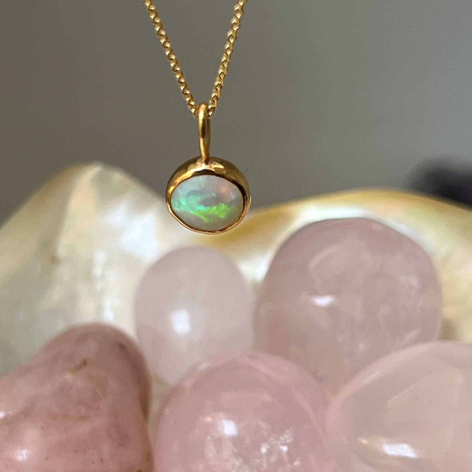 Unique Small Round Opal from Ethiopia on Gold Filled Chain