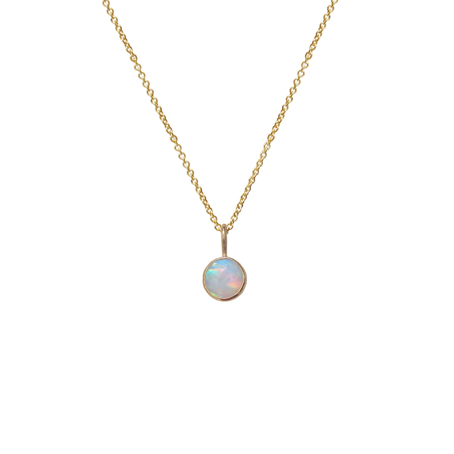 Unique Small Round Opal from Ethiopia on Gold Filled Chain