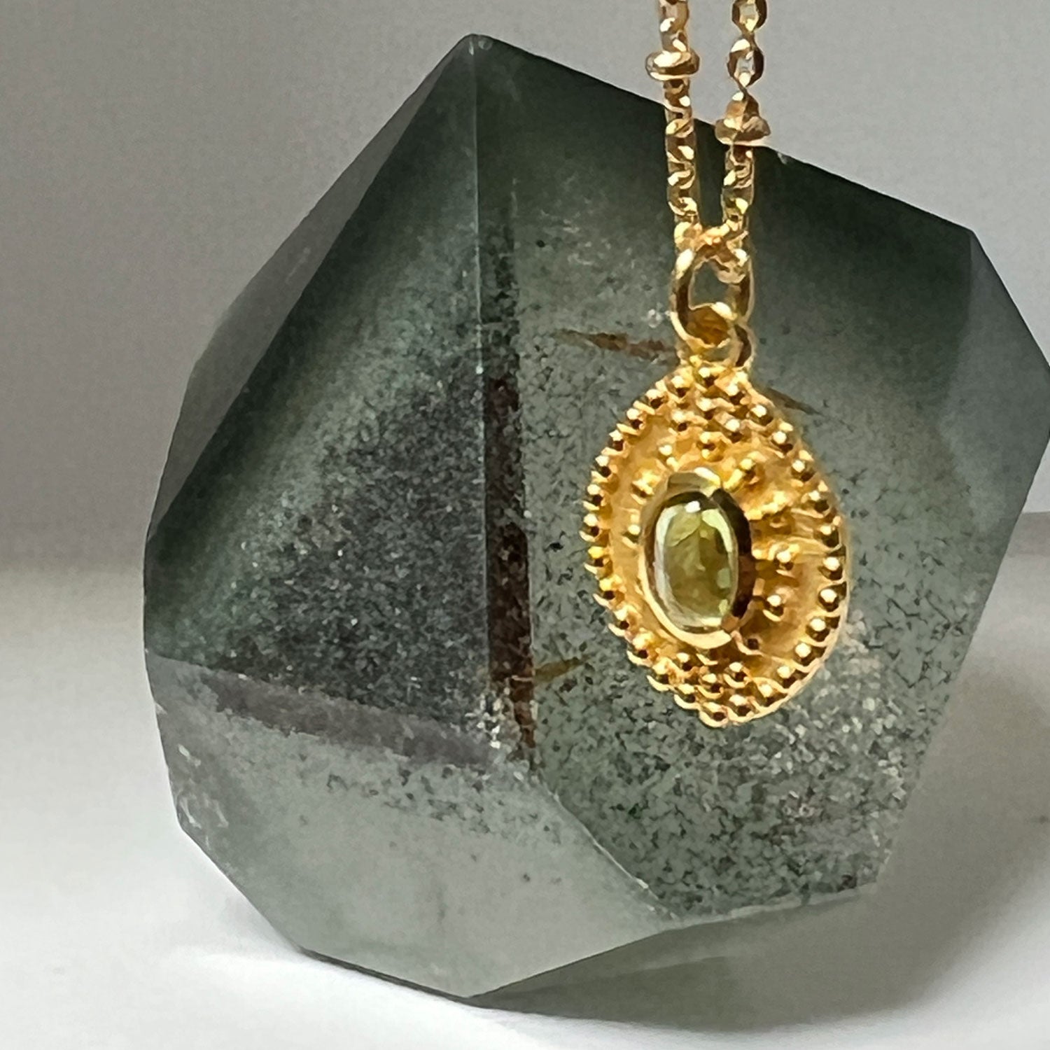 Surya Citrine Pendant on Short Satellite Chain