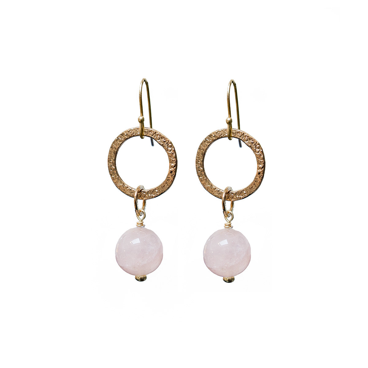 Taya Gold Hoop Earrings With Rose Quartz Natural Stone