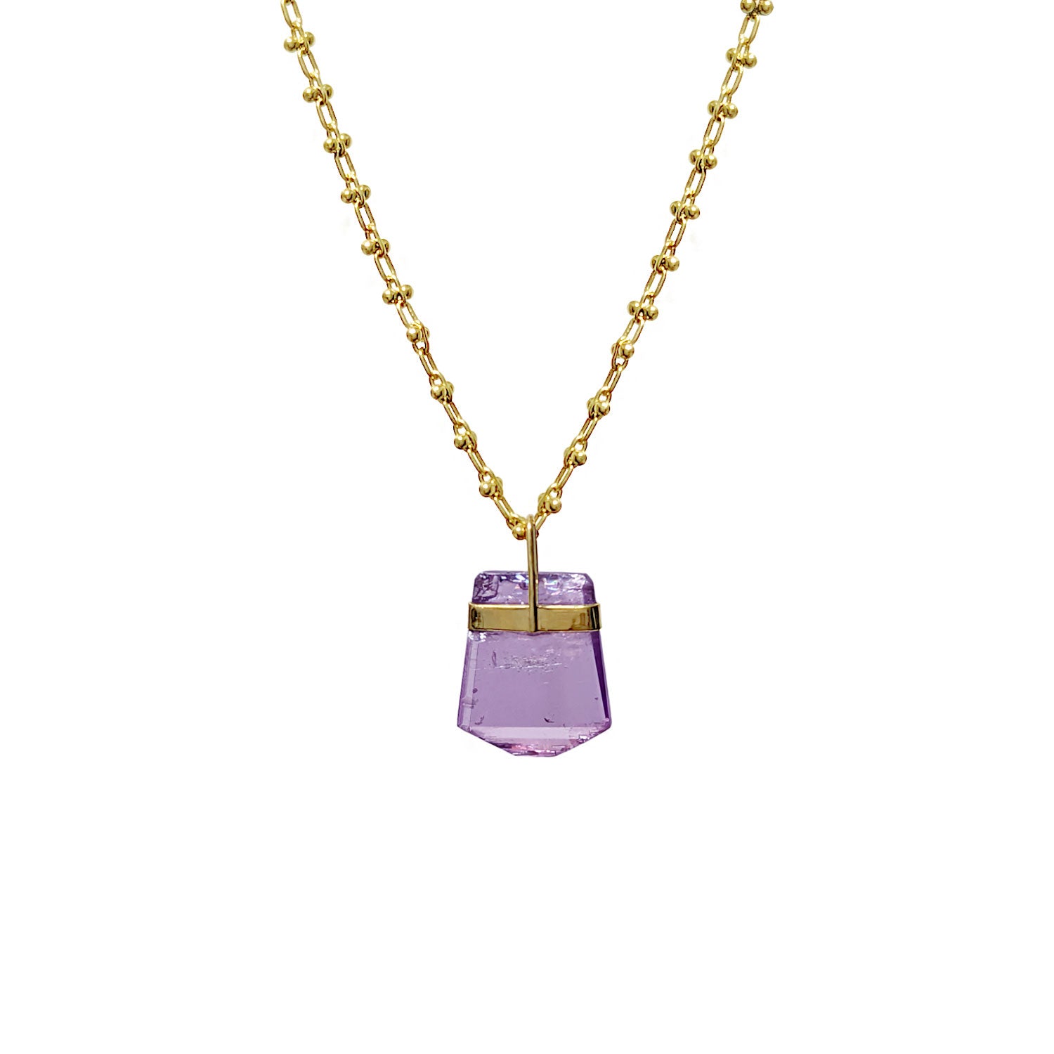 Unique Kunzite geometric stone on Bula Chain