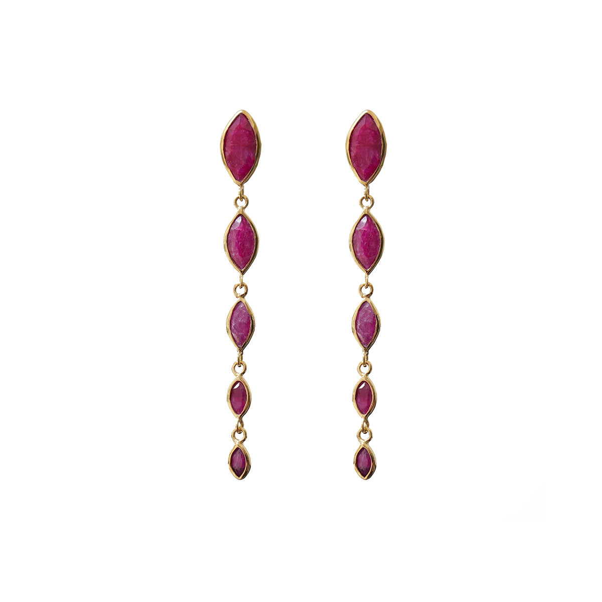 Venus Five Stone Green Onyx Or Pink Sillimanite Earrings