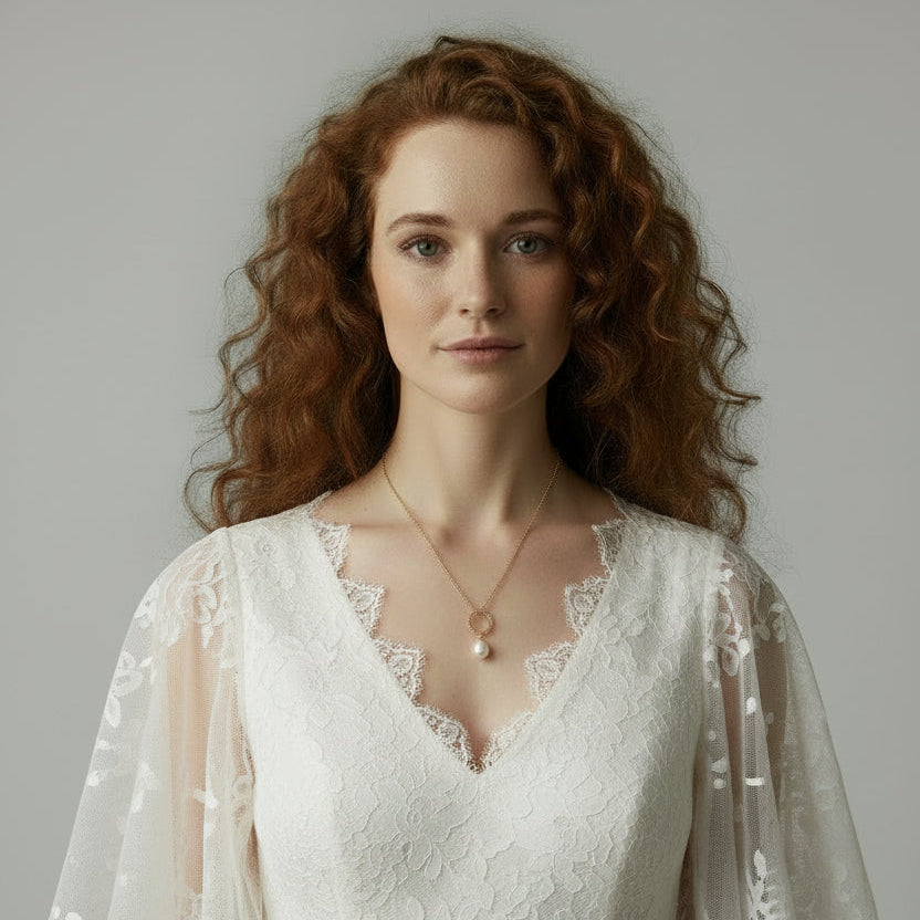 Beaded Hoop Penelope Pendant Necklace With Pearl