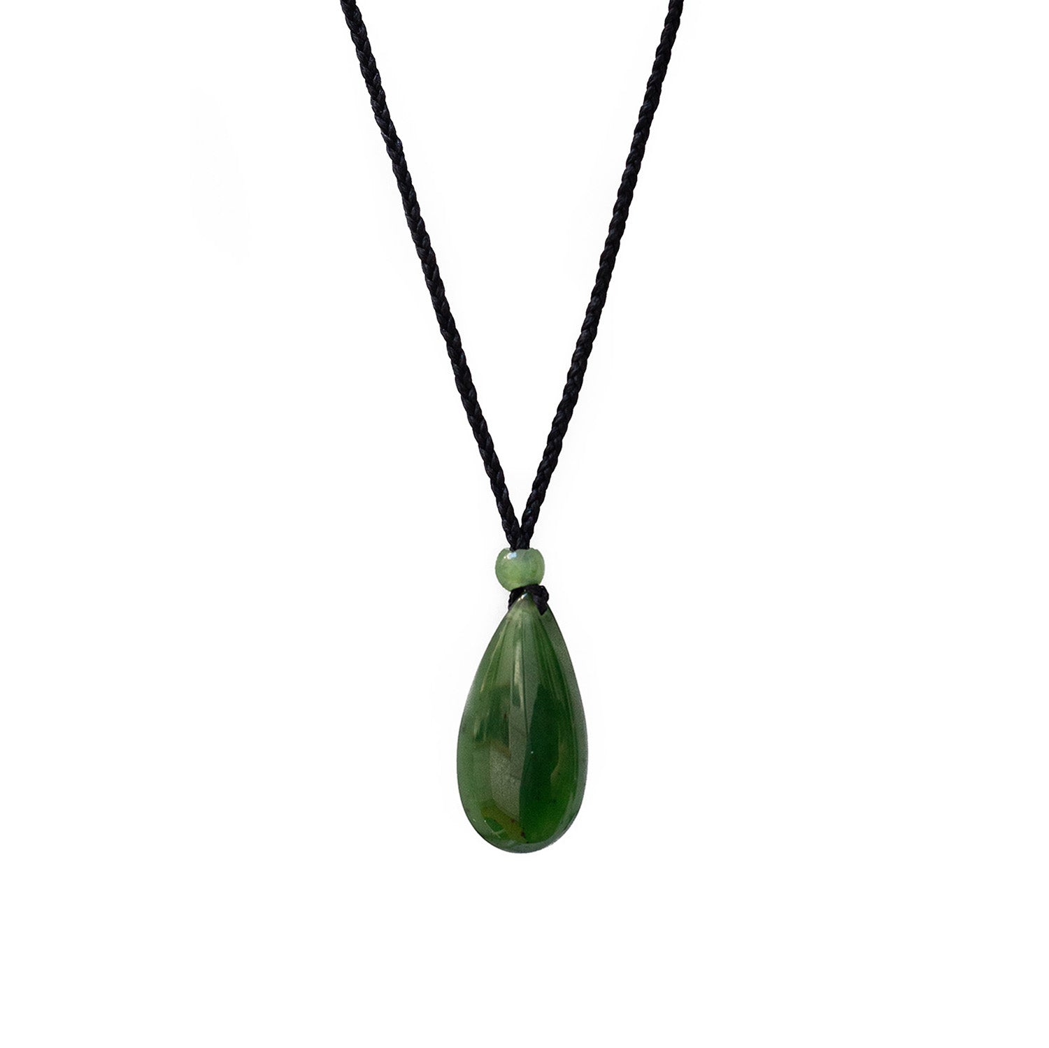 Chunky Alaskan Jade Teardrop With A Jade Bead On Adjustable Cord