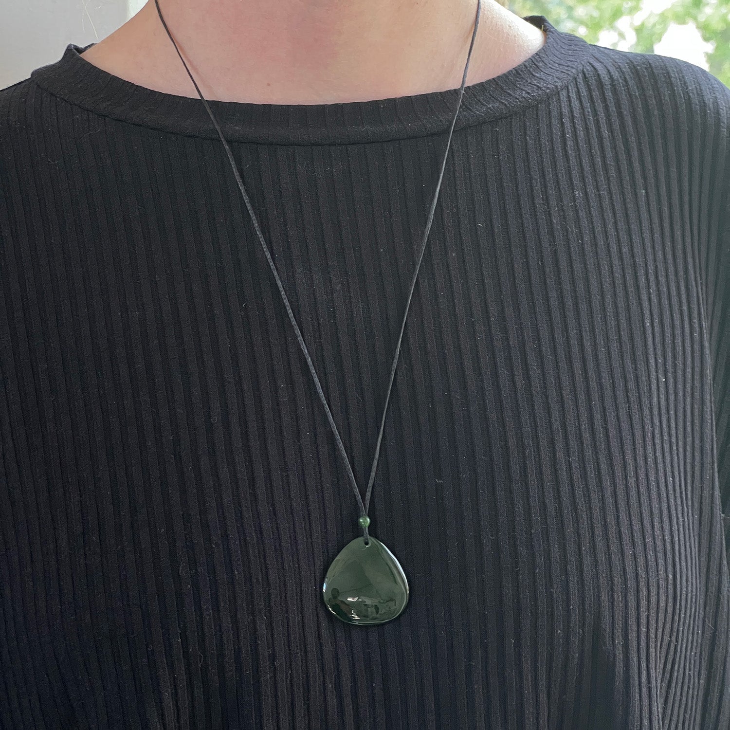 unique Large Alaskan Jade Teardrop On Adjustable Cord