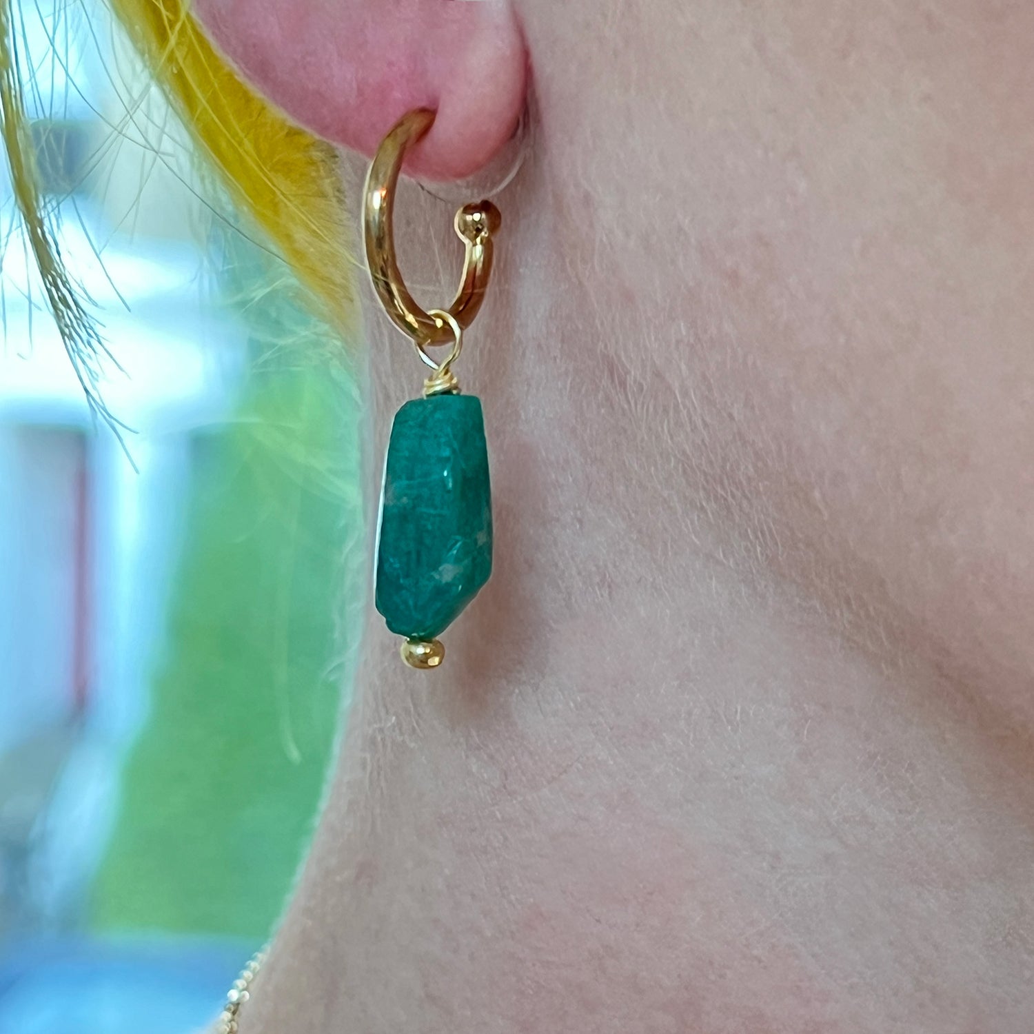 Alexa Creole Earrings With Amazonite