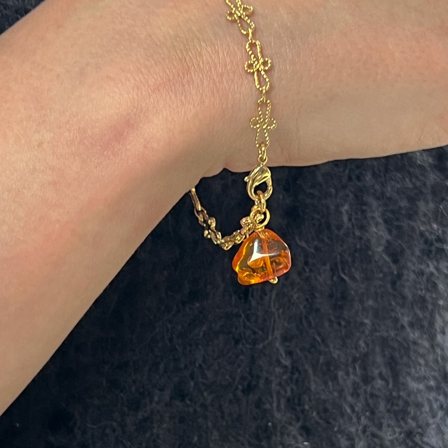 Cross Bracelet With Amber Pebble