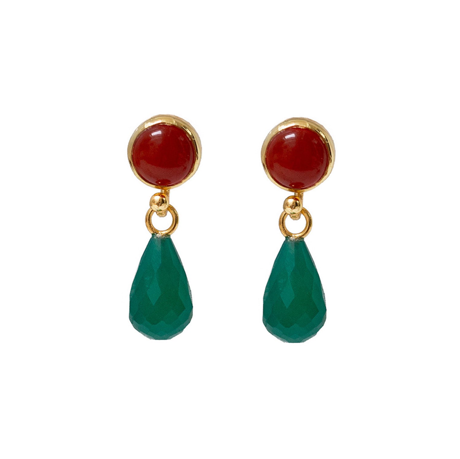 Anabel Stud Red Onyx With Green Onyx Drop Earrings