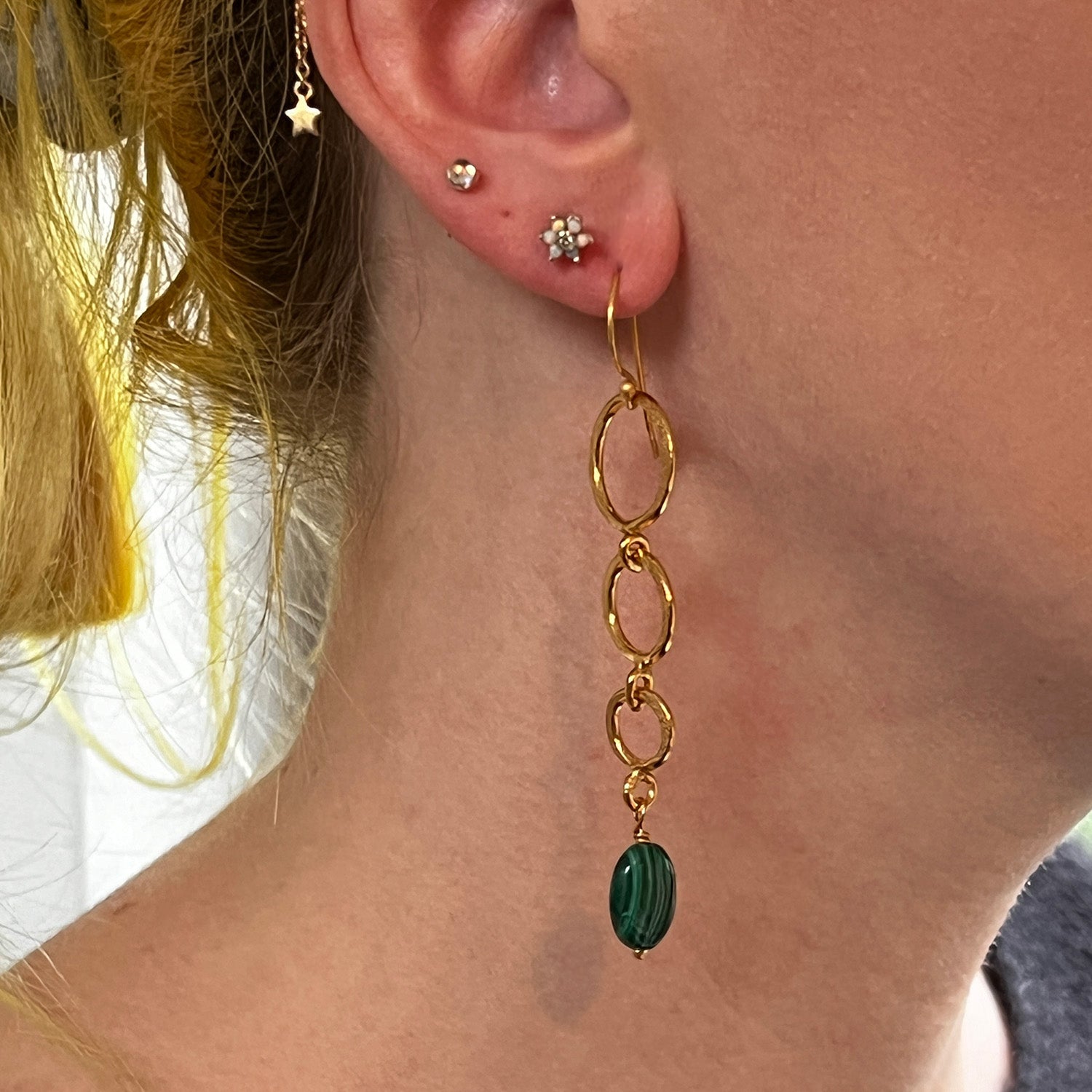 Anita Long Earrings Malachite