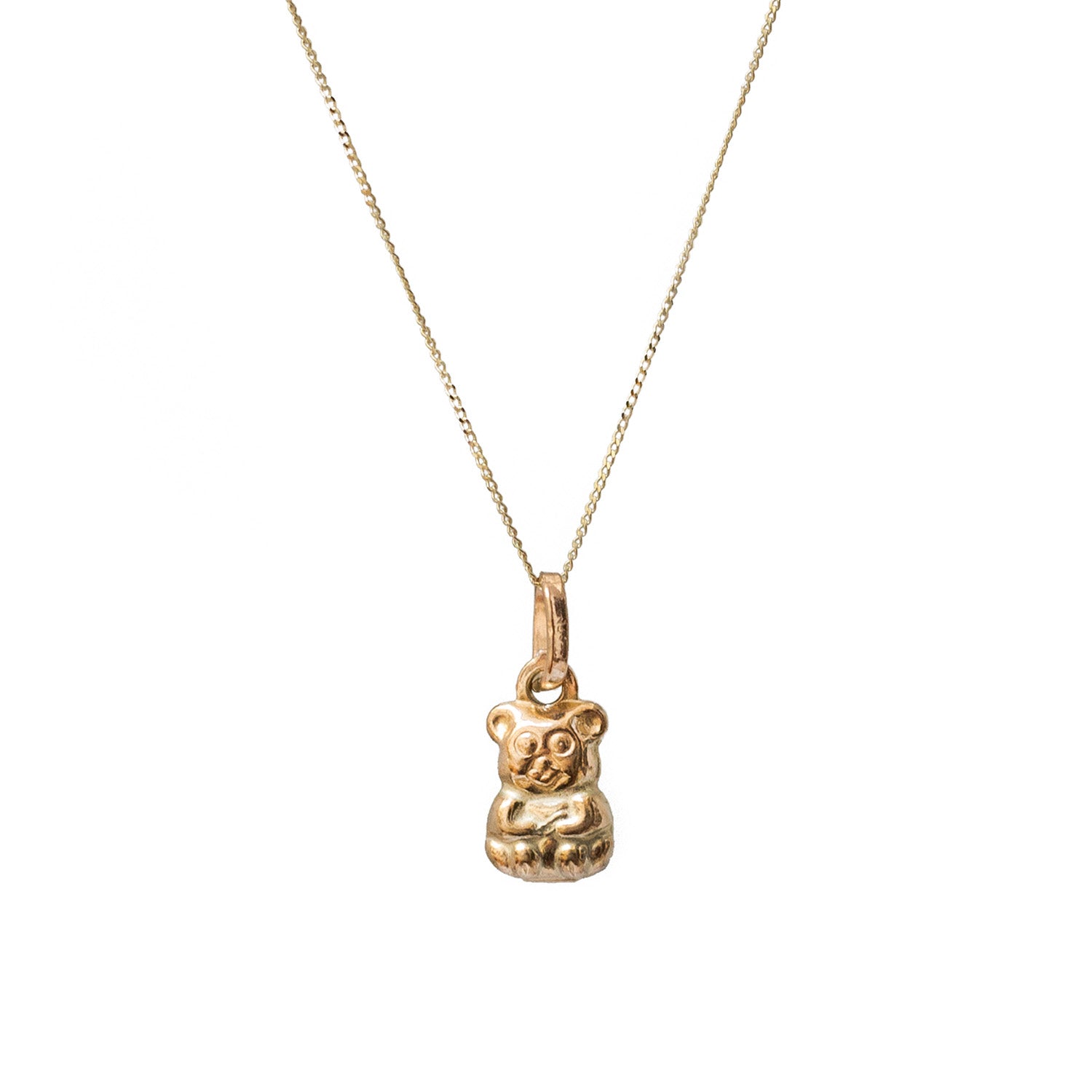 Tiny Contemplative Bear 9K gold British vintage charm