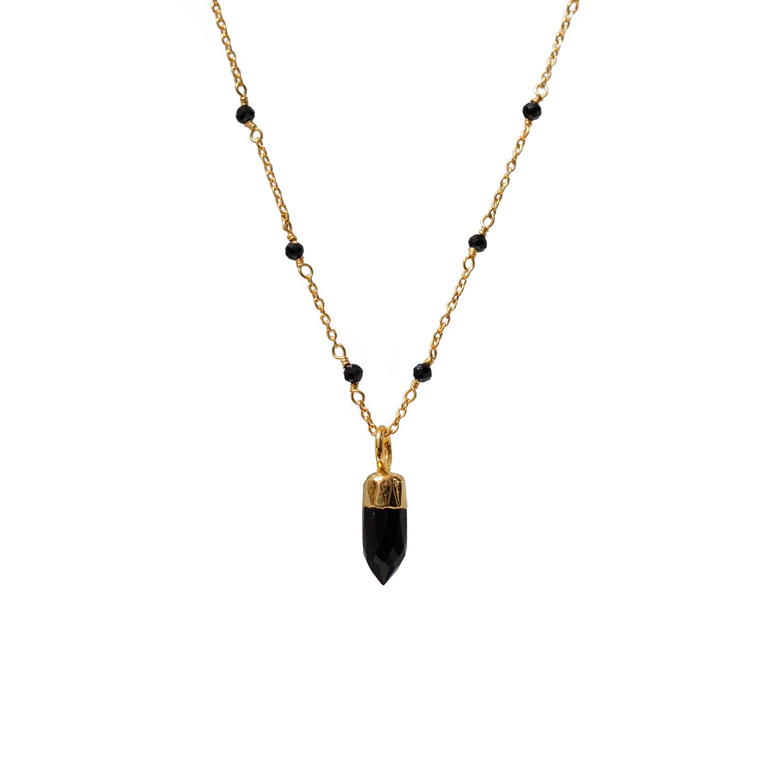 Fancy Black Onyx Rosary with Black Onyx Mini Point