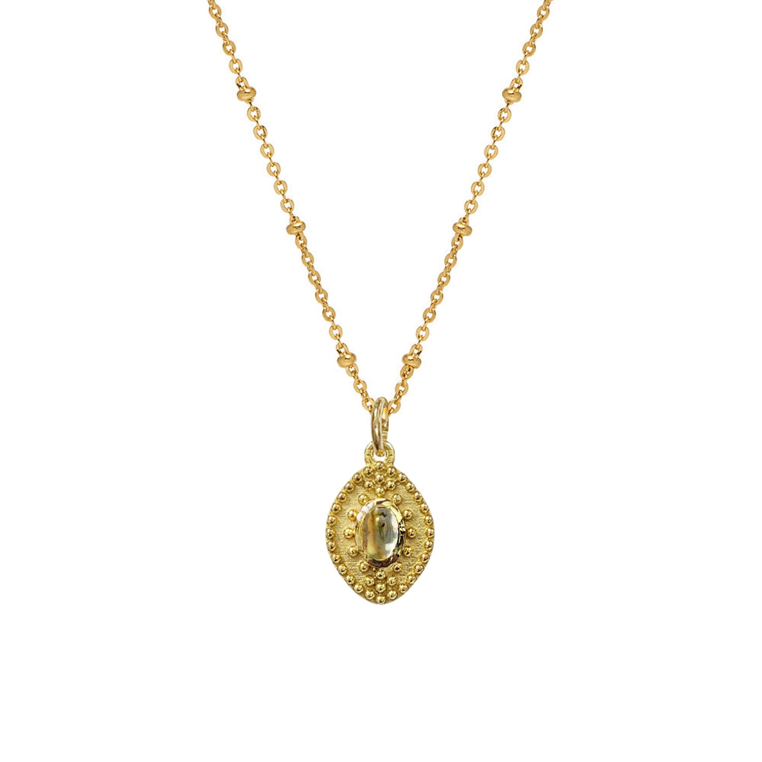 Surya Citrine Pendant on Short Satellite Chain
