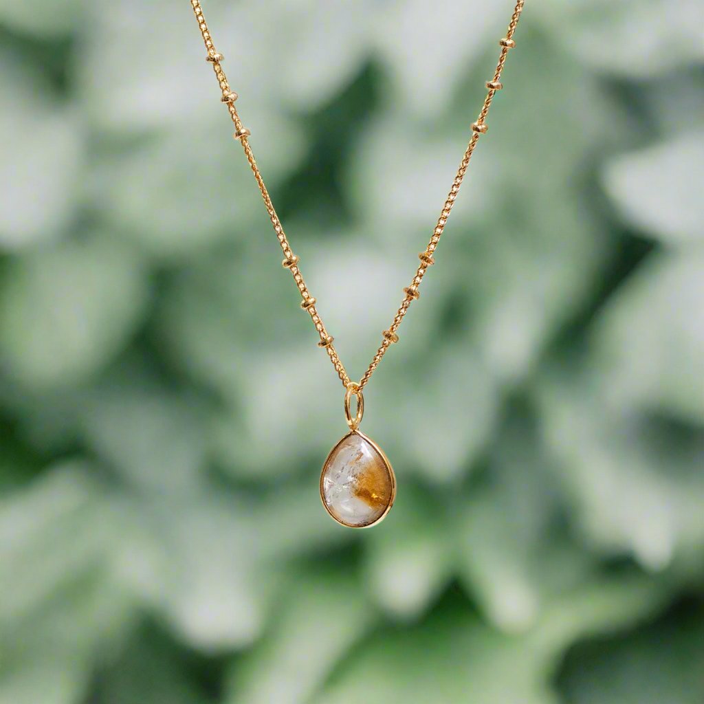 Julia Drop Citrine On Short Mini Biba Chain