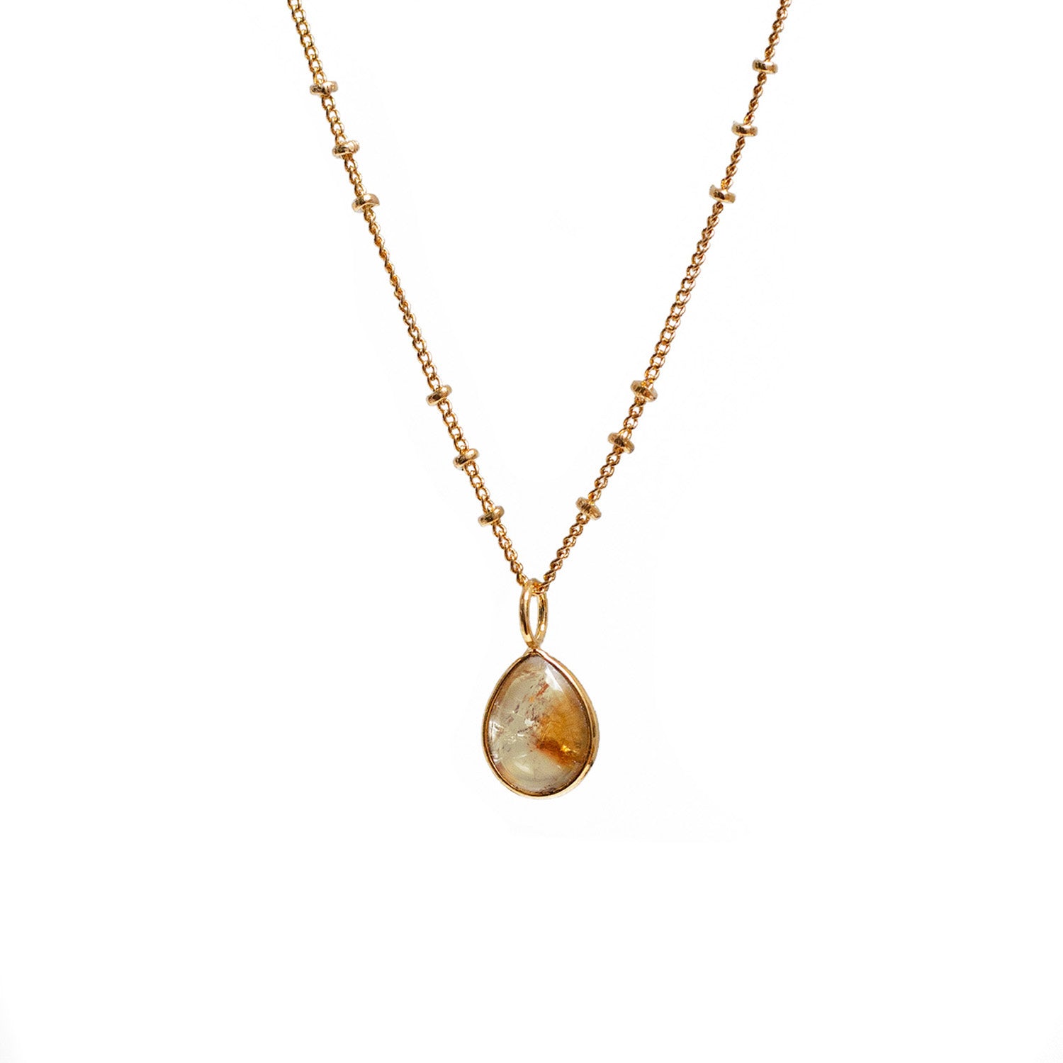 Julia Drop Citrine On Short Mini Biba Chain
