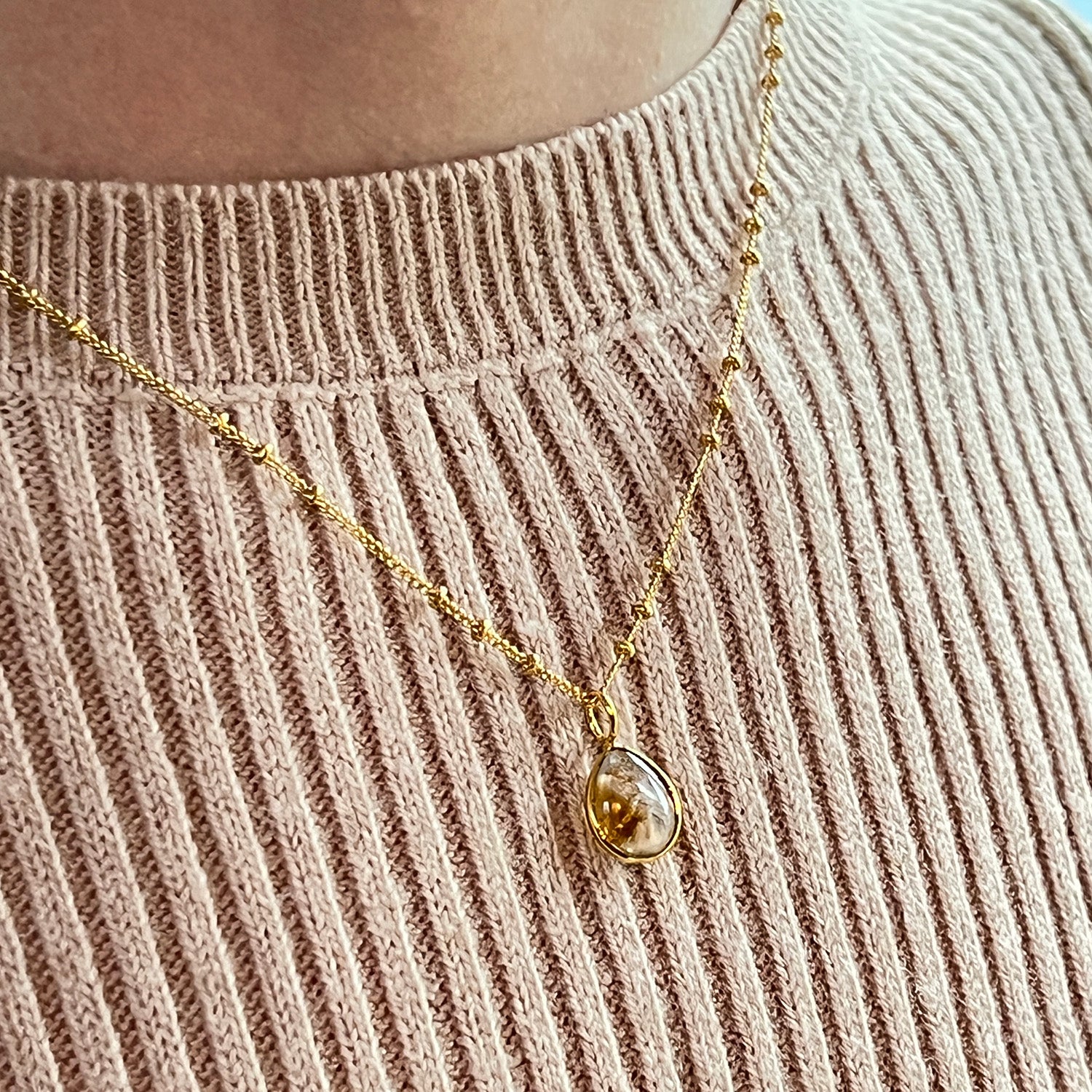 Julia Drop Citrine On Short Mini Biba Chain