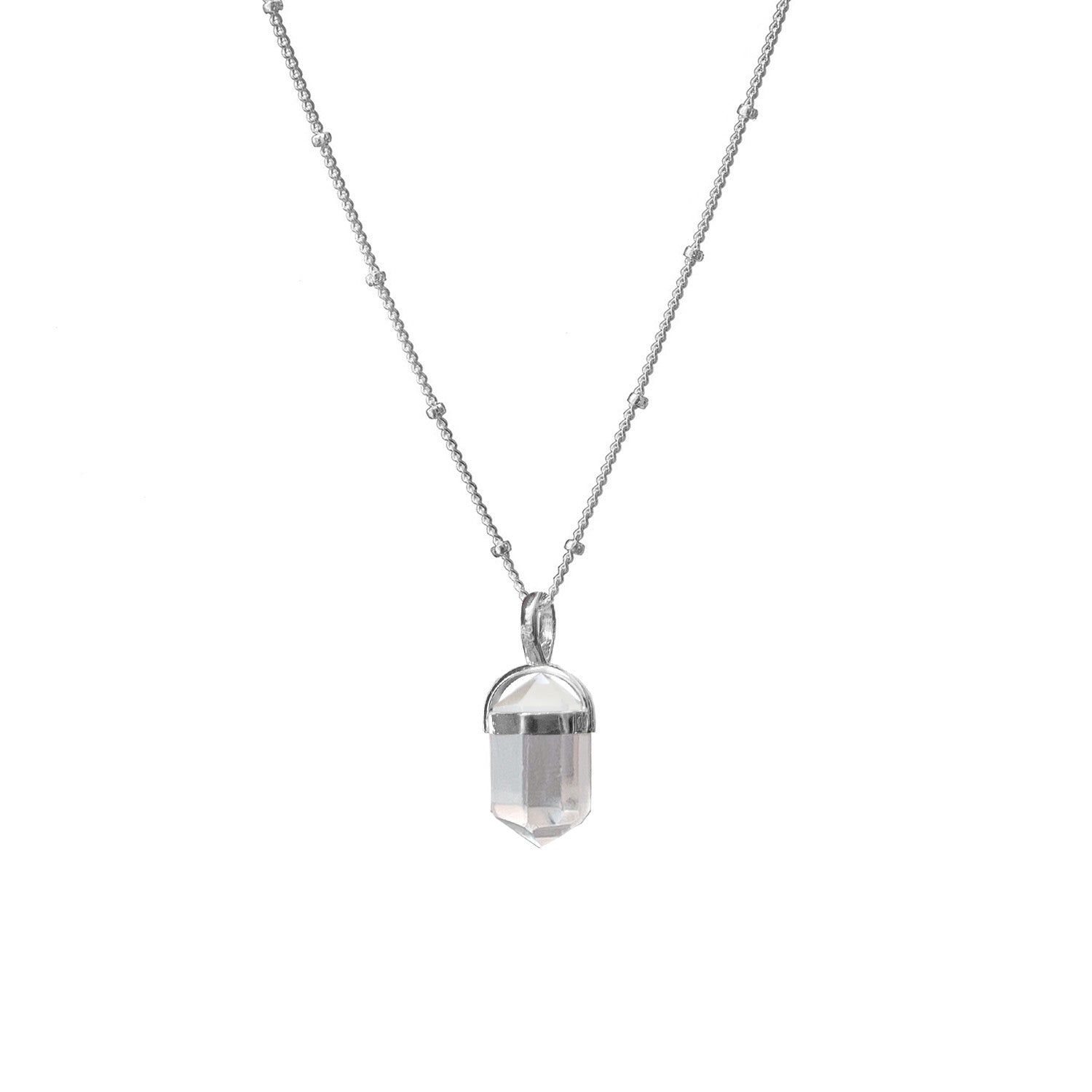 Rock Crystal Double Mini Point Bridge Set On Sterling Silver