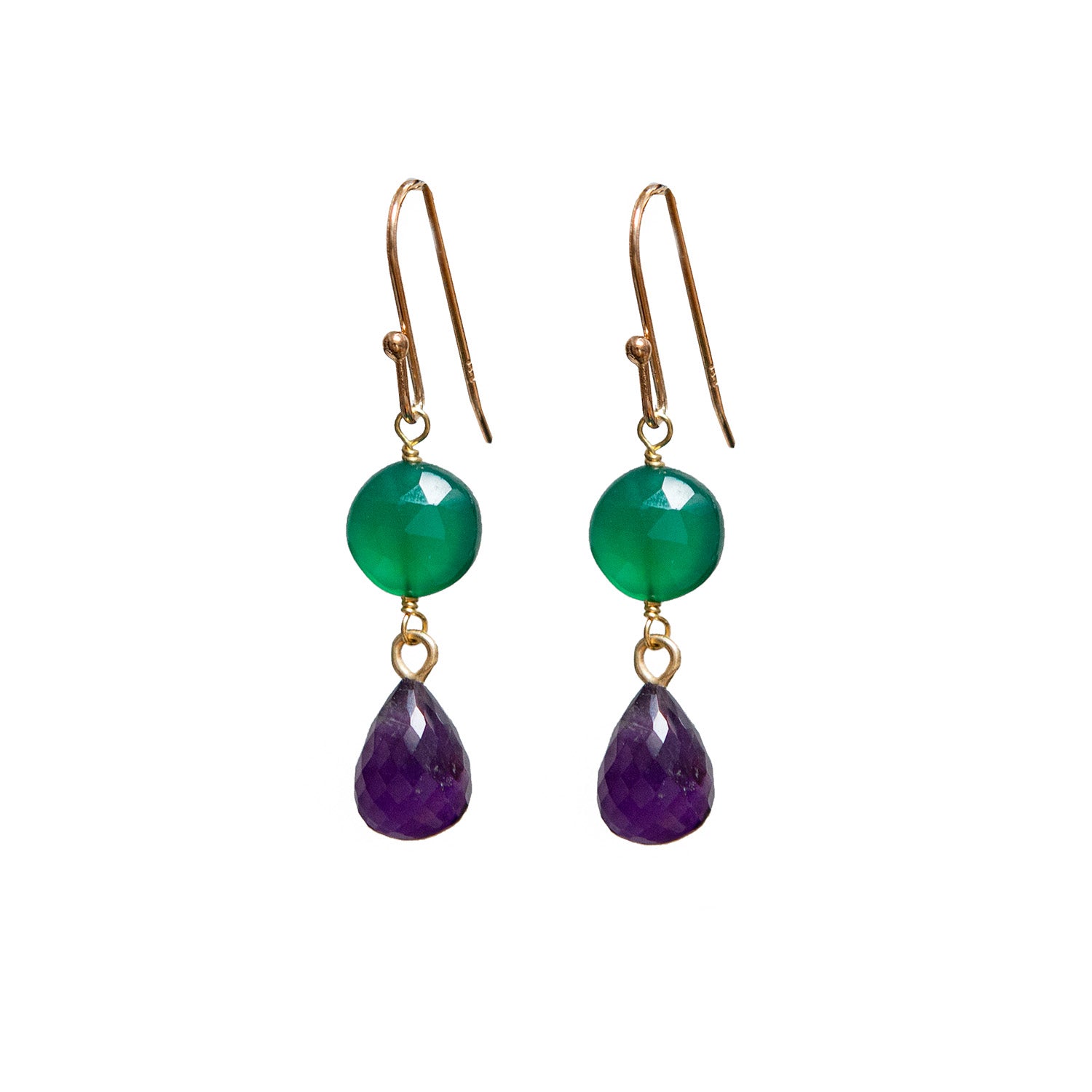Limited Edition Green Onyx And Amethyst Pear Earrings