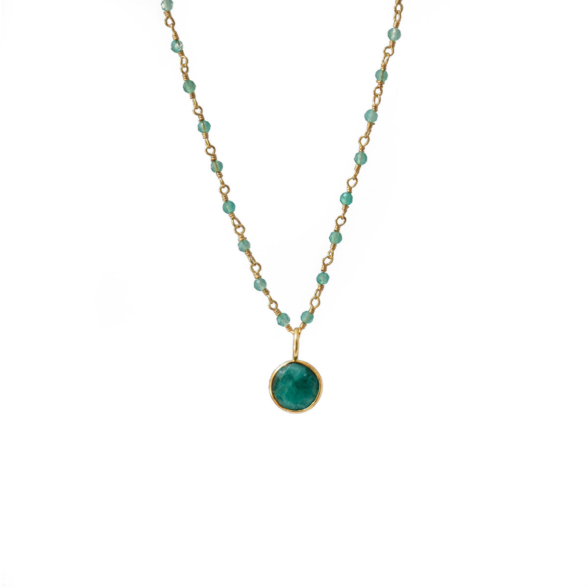 Green Onyx Rosary with Astro Emerald Pendant