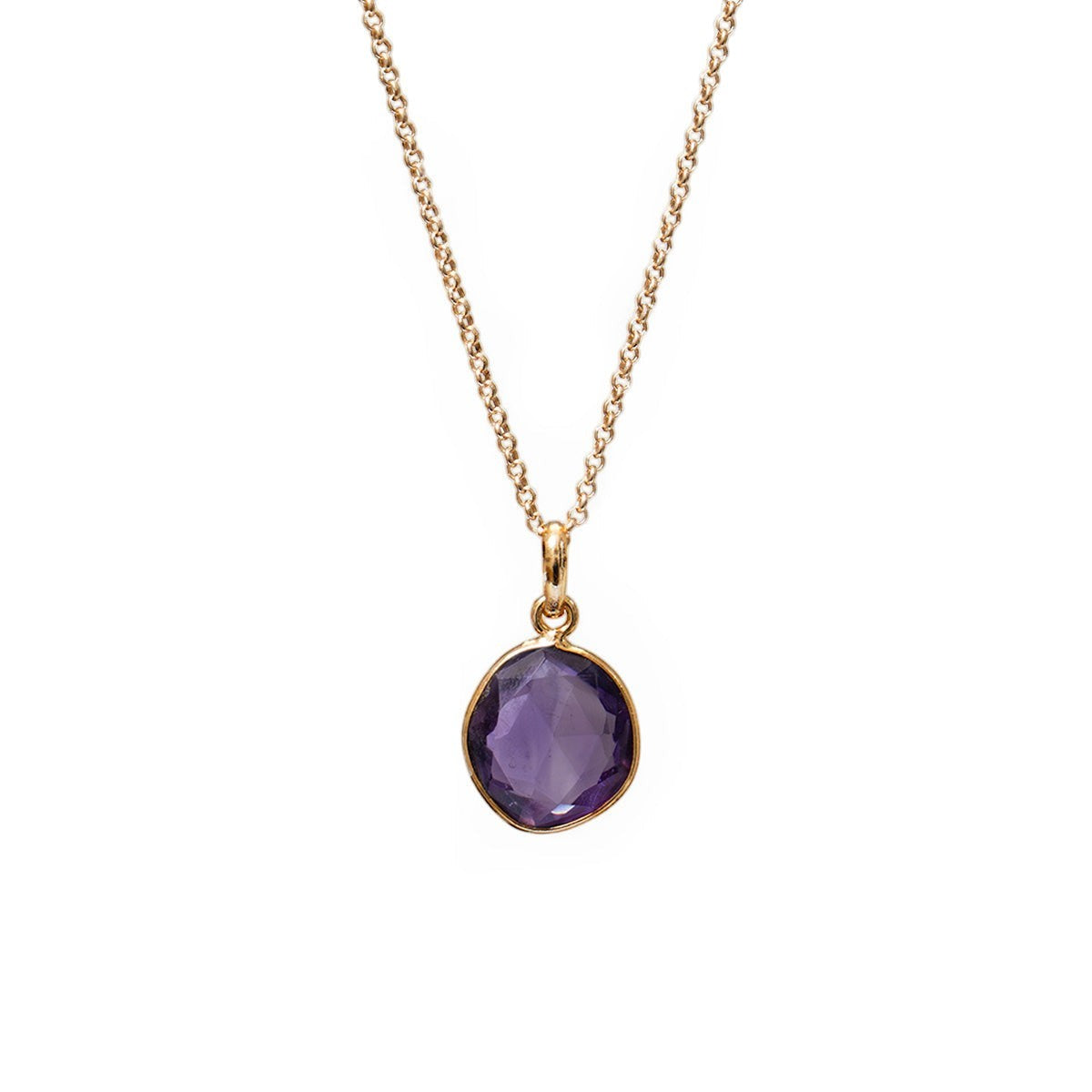 Faceted Amethyst Pendant — Baby Belcher Chain