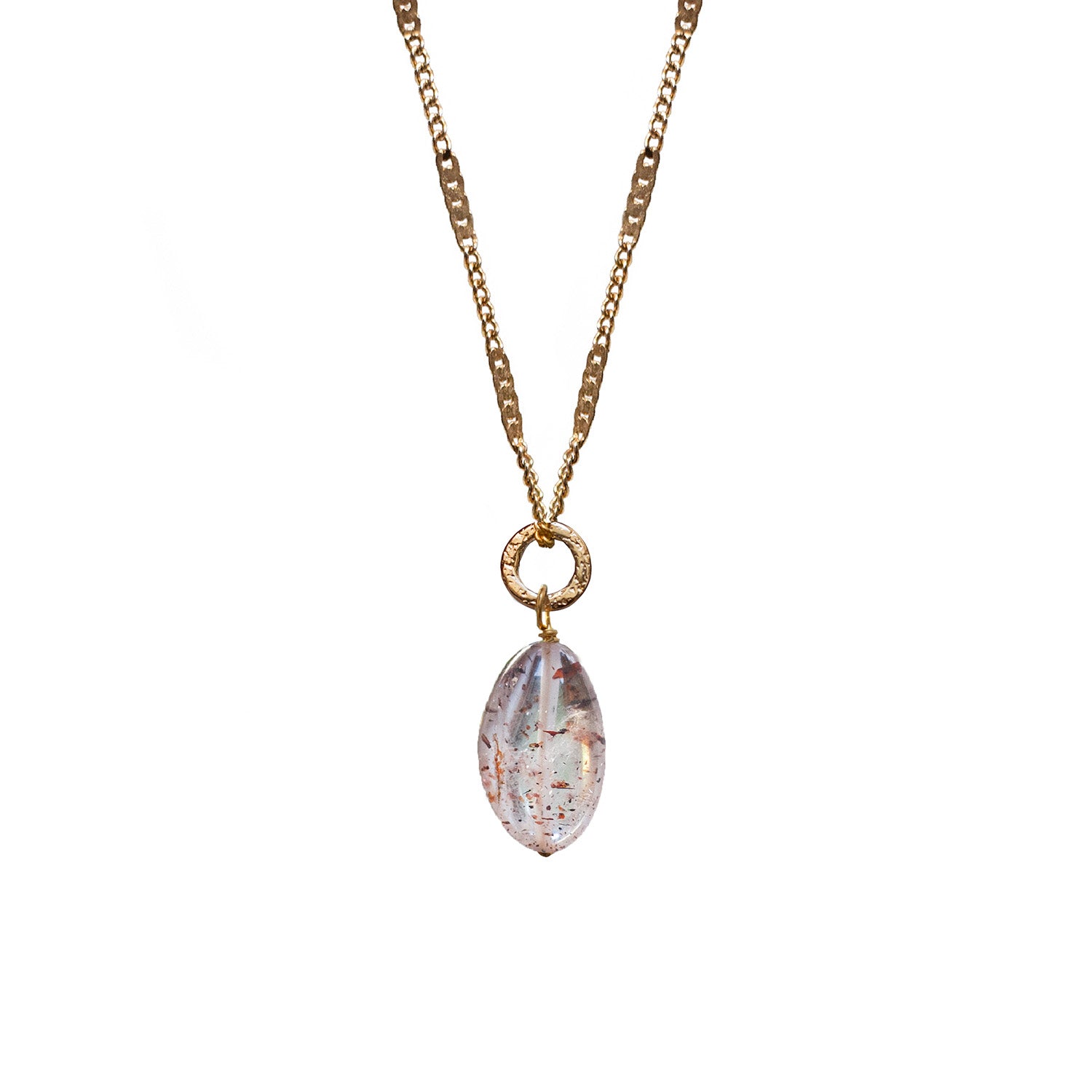 Gita Pendant With Harlequin Quartz On Long Flat Chain