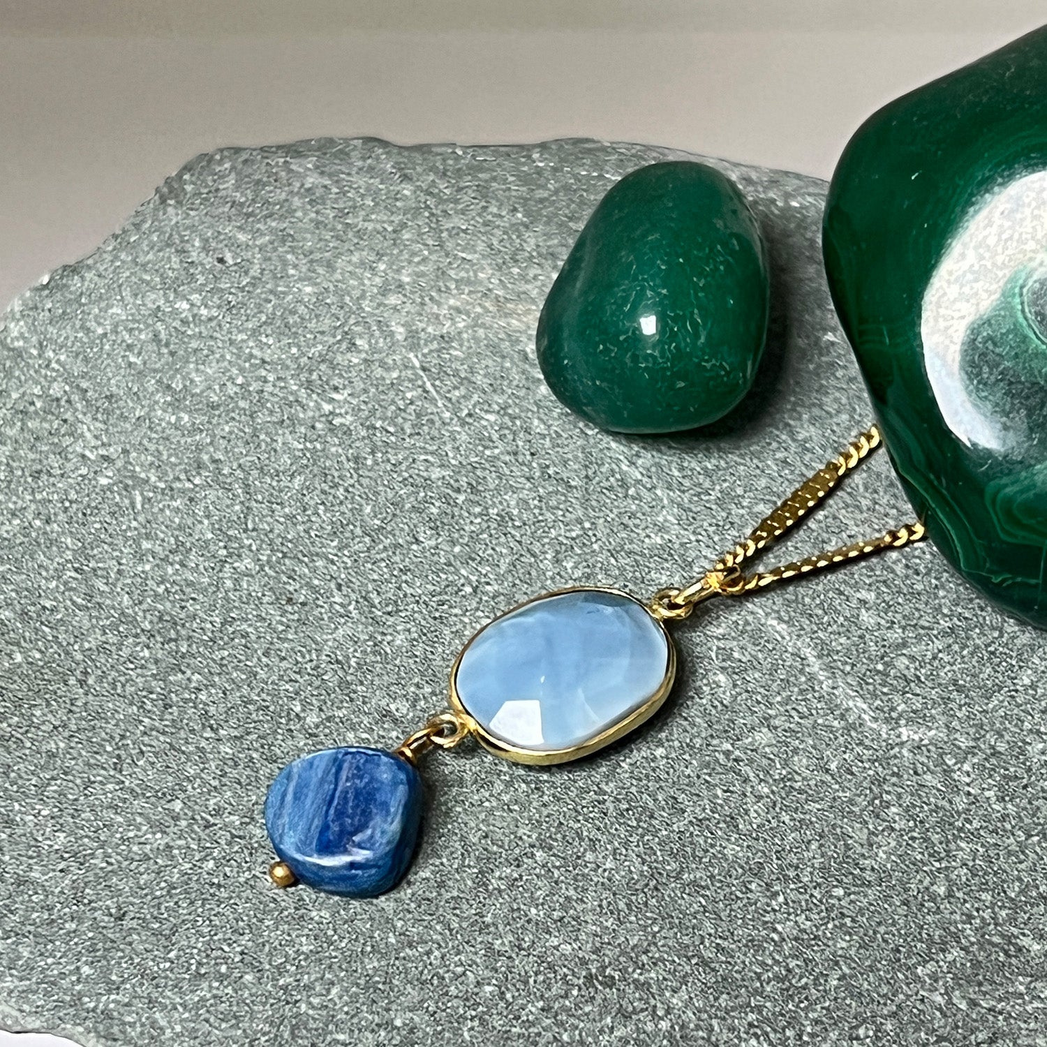 Freefrom Blue Opal And Kyanite On Flat Chain