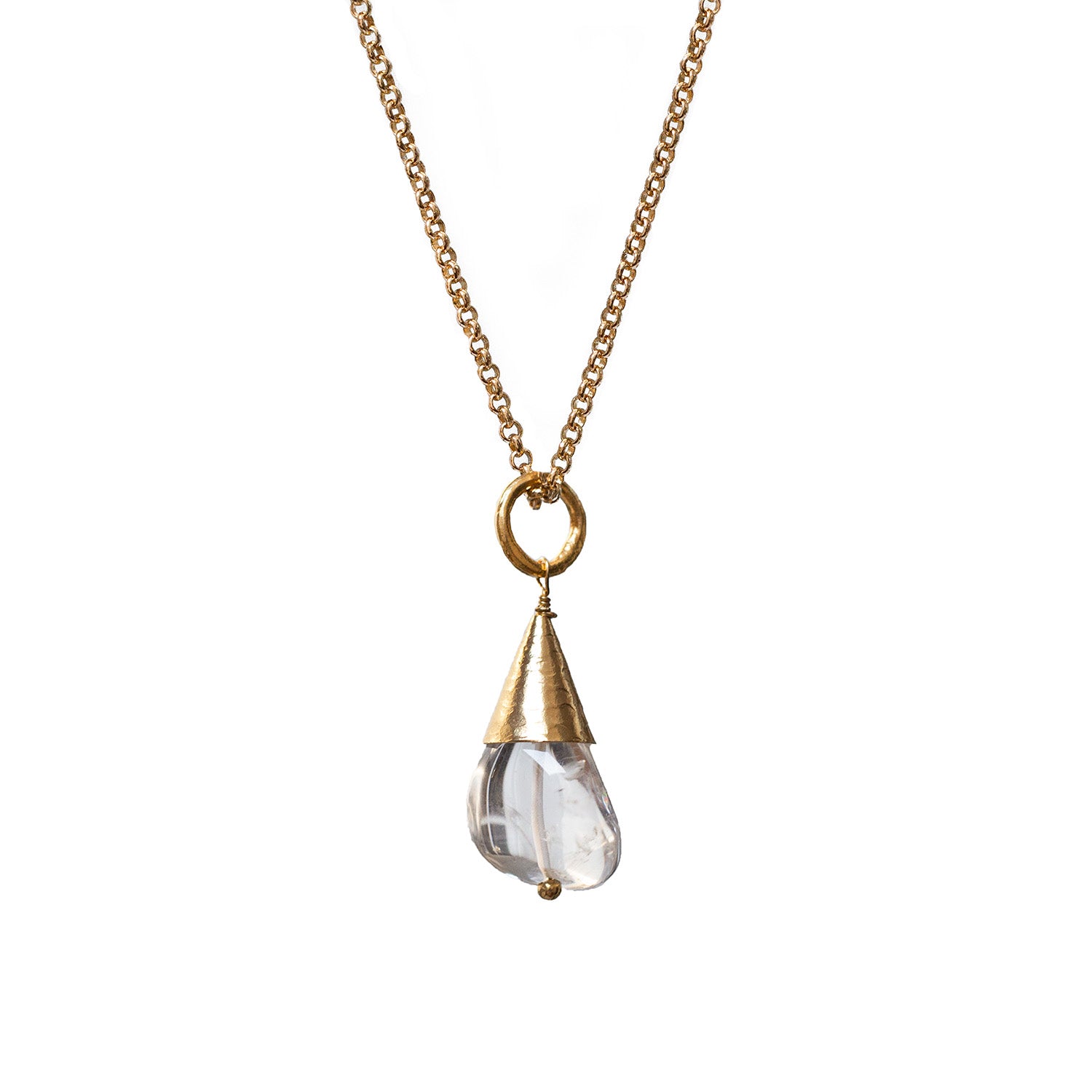 Rock Crystal Drop On Long Belcher Chain