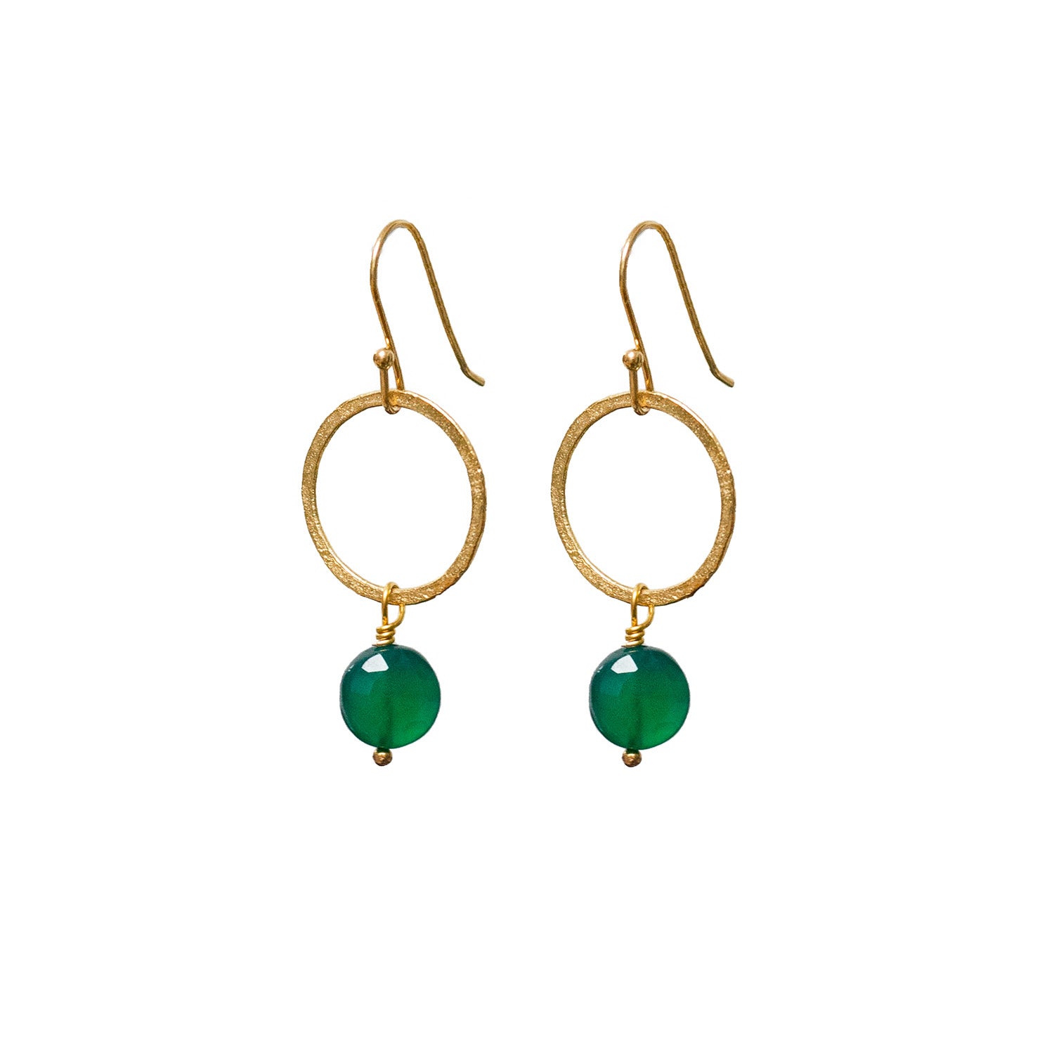 Margaret Earrings Green Onyx With Vermeil Hooks