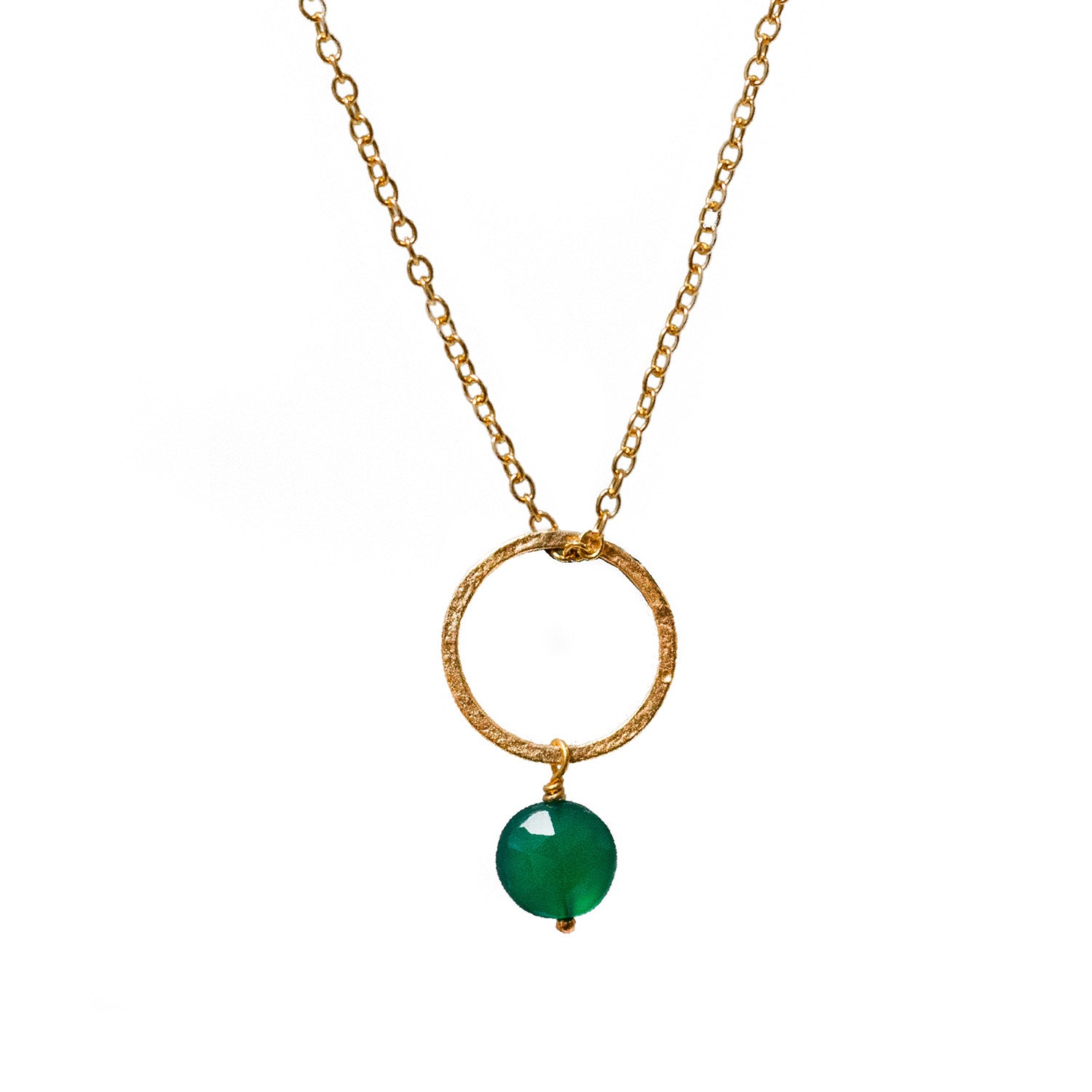 Margaret Pendant Green Onyx On Long Simple Chain
