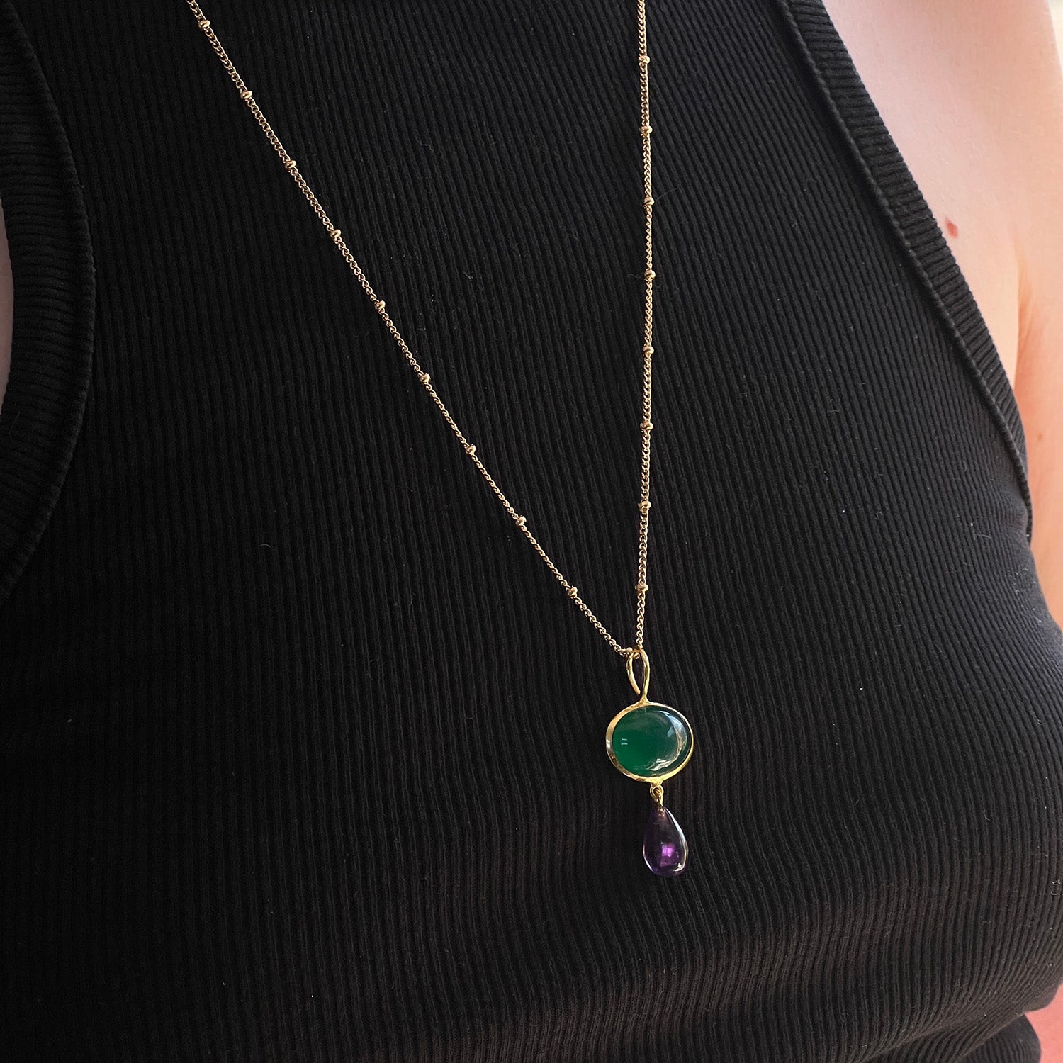Grace Green Onyx And Amethyst Pendant