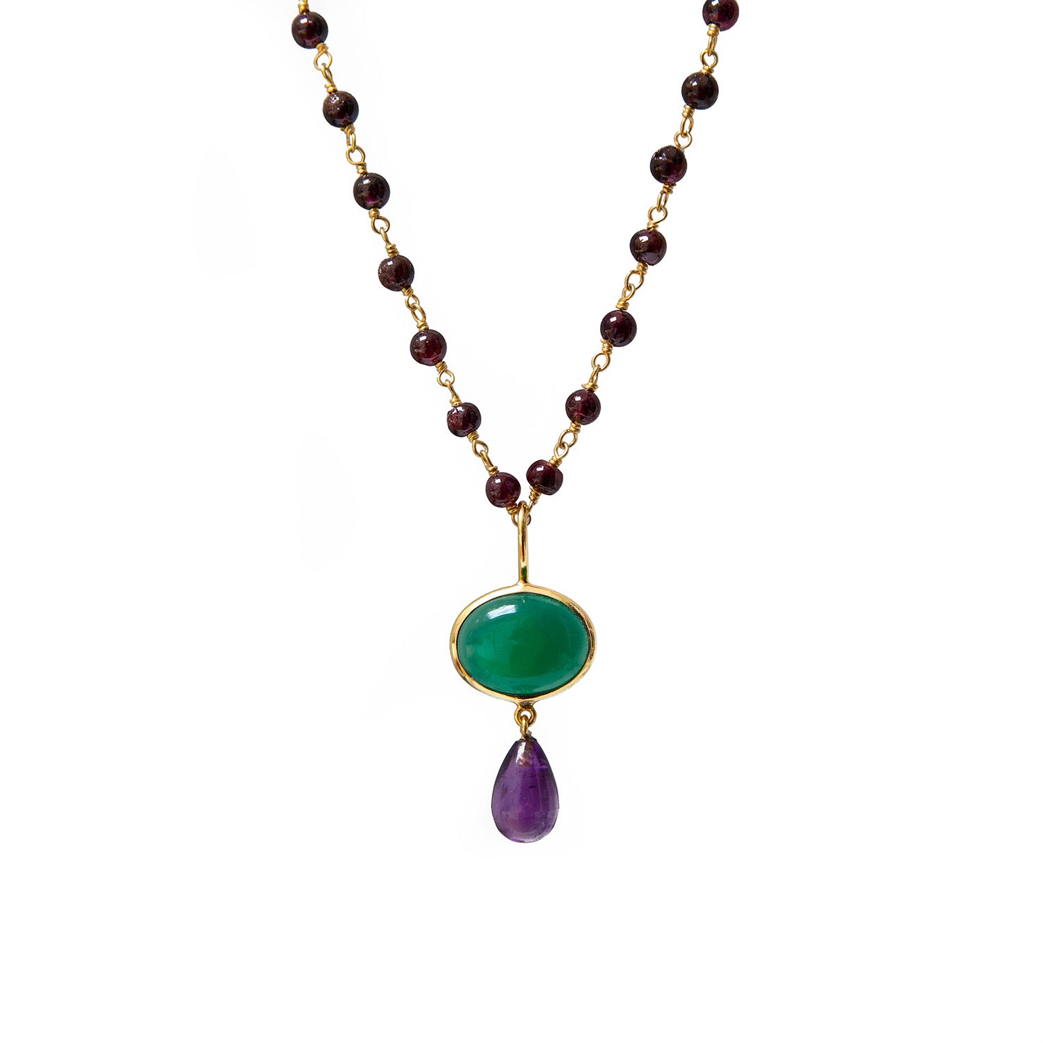 Grace Green Onyx And Amethyst Pendant