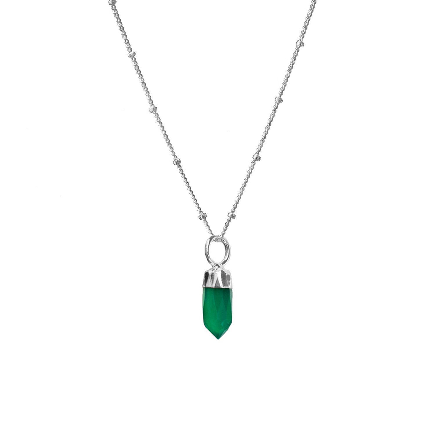 Mini Point Green Onyx On Sterling Silver