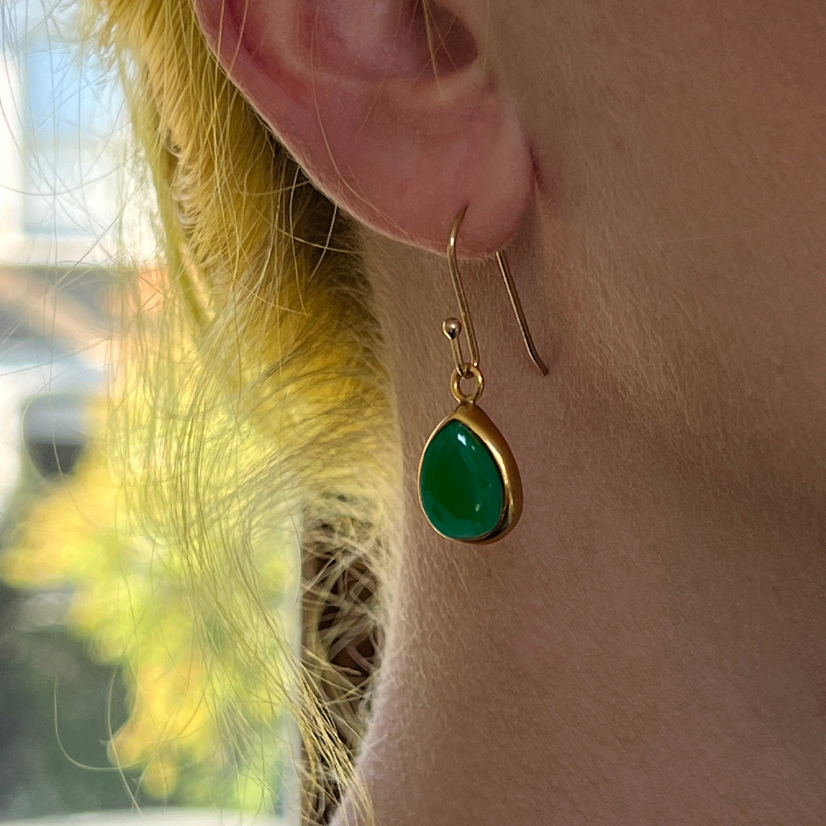 Green Onyx Teardrop Earrings
