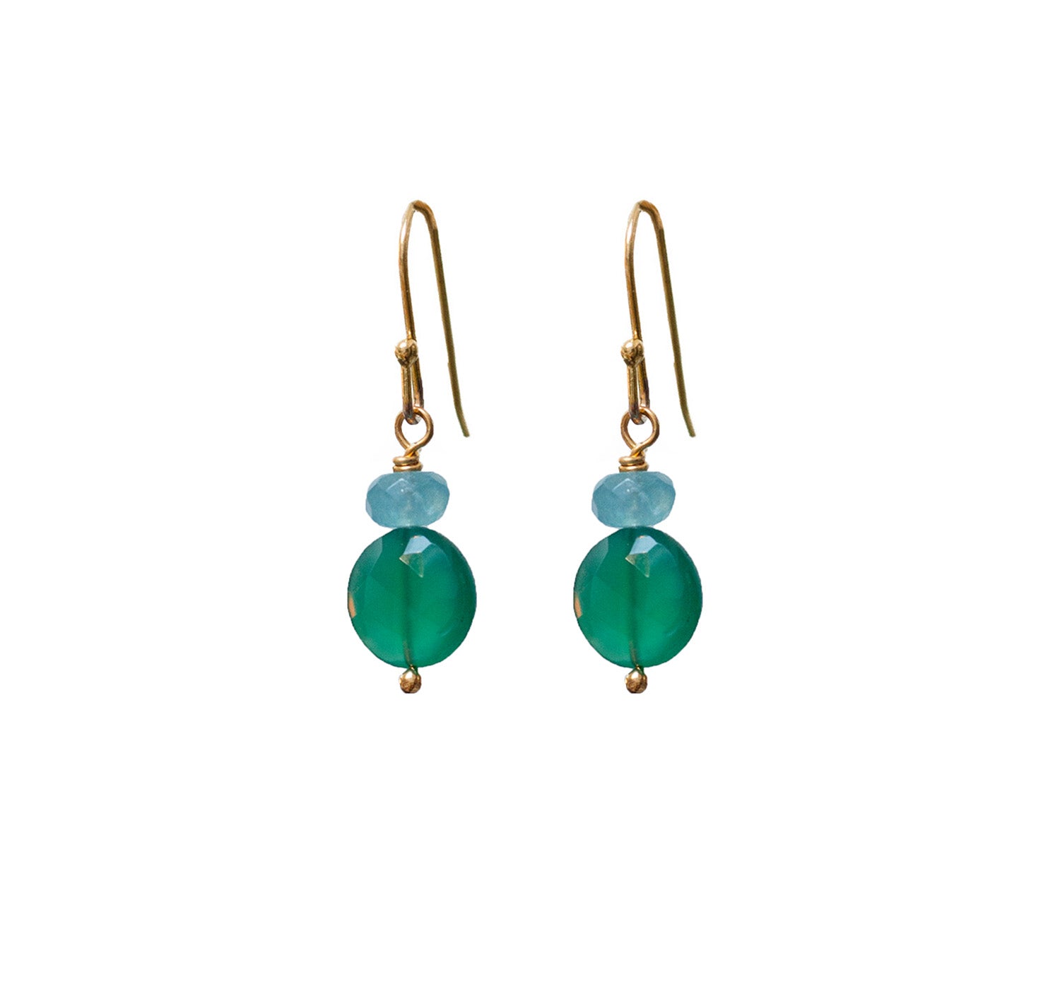 Round Green Onyx And Apatite Earrings