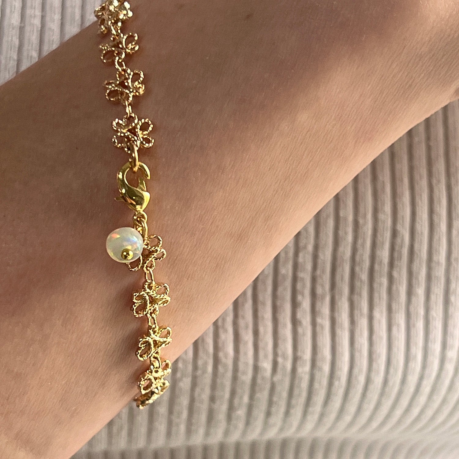 Infinity Bracelet With Opal, Ruby Or Green Diopside