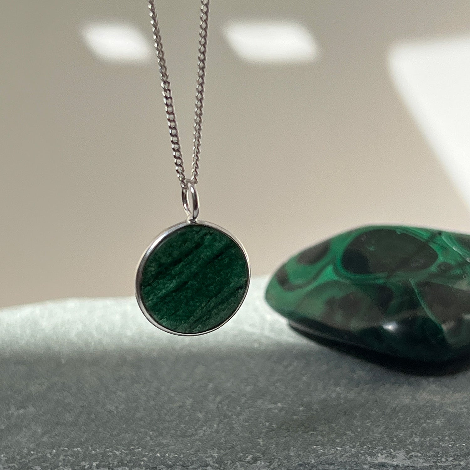 Jade Coin Pendant On Sterling Silver