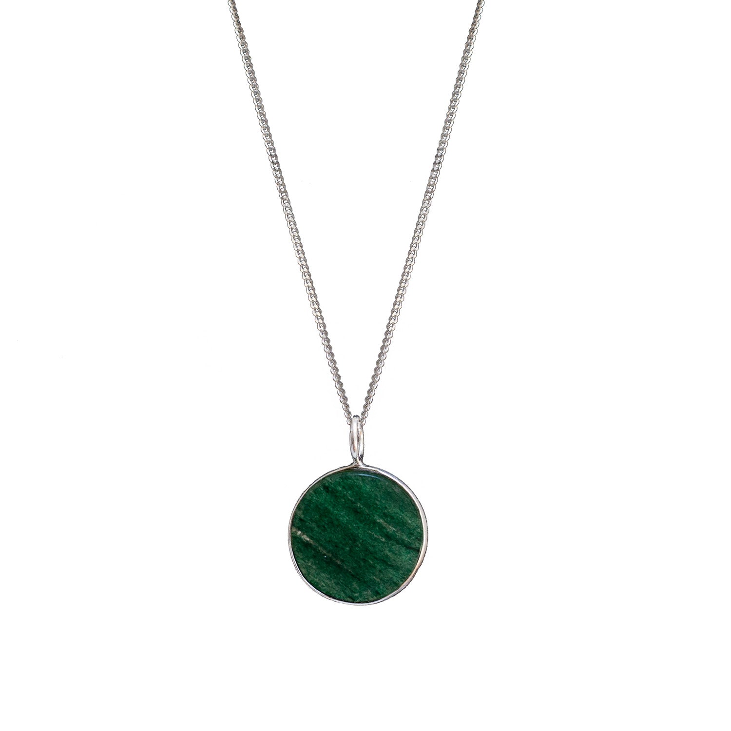 Jade Coin Pendant On Sterling Silver
