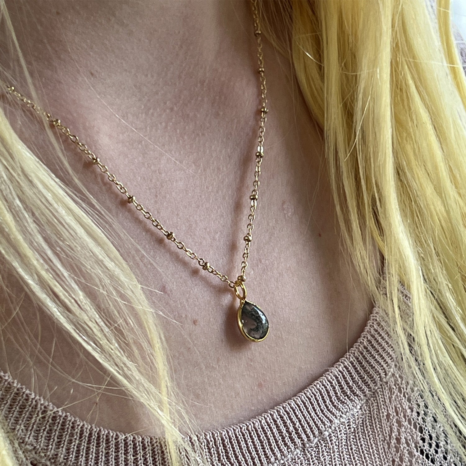 Julia Pendant — Moss Agate